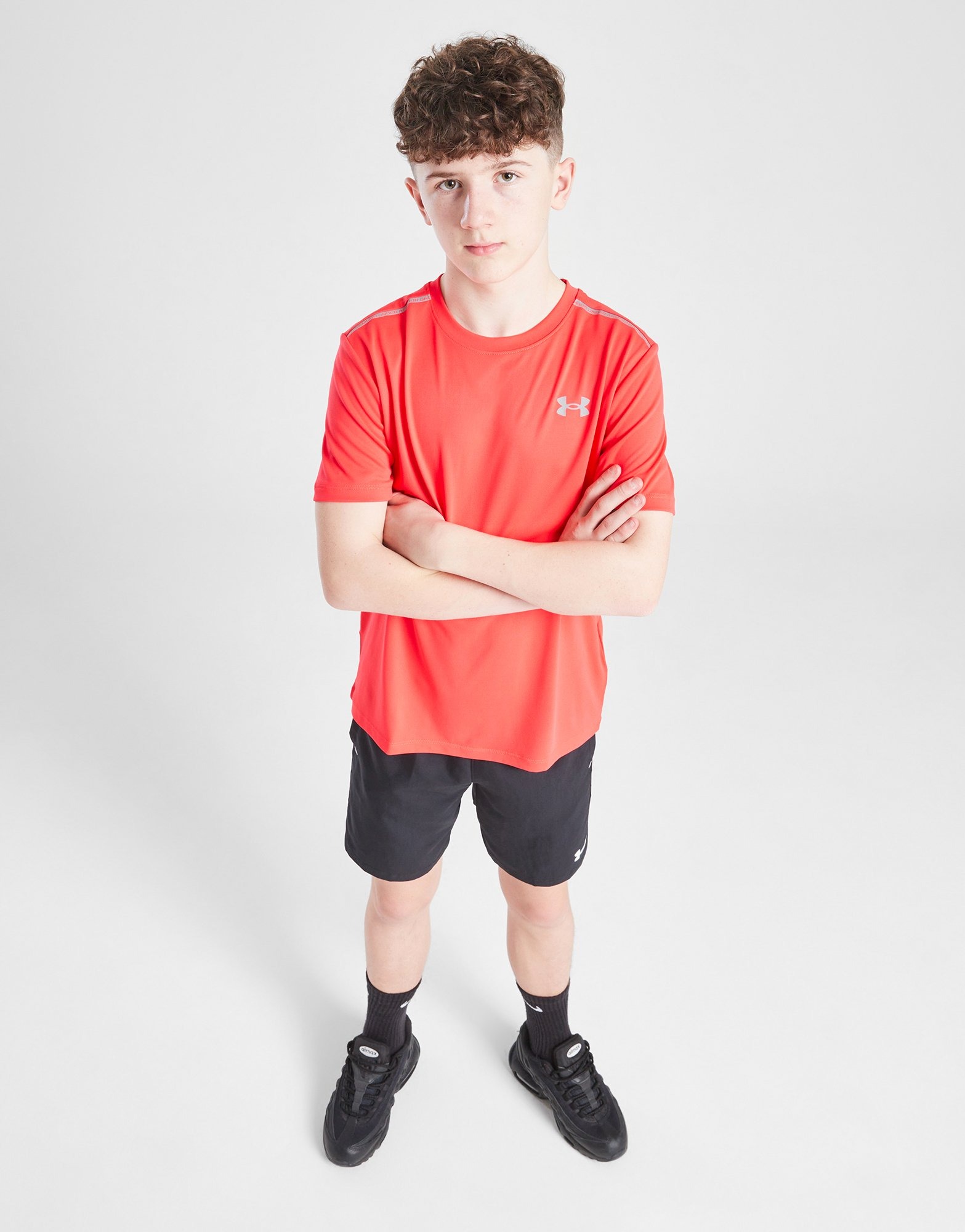 Boy Dress In Under Armour Print Red Color main image 1