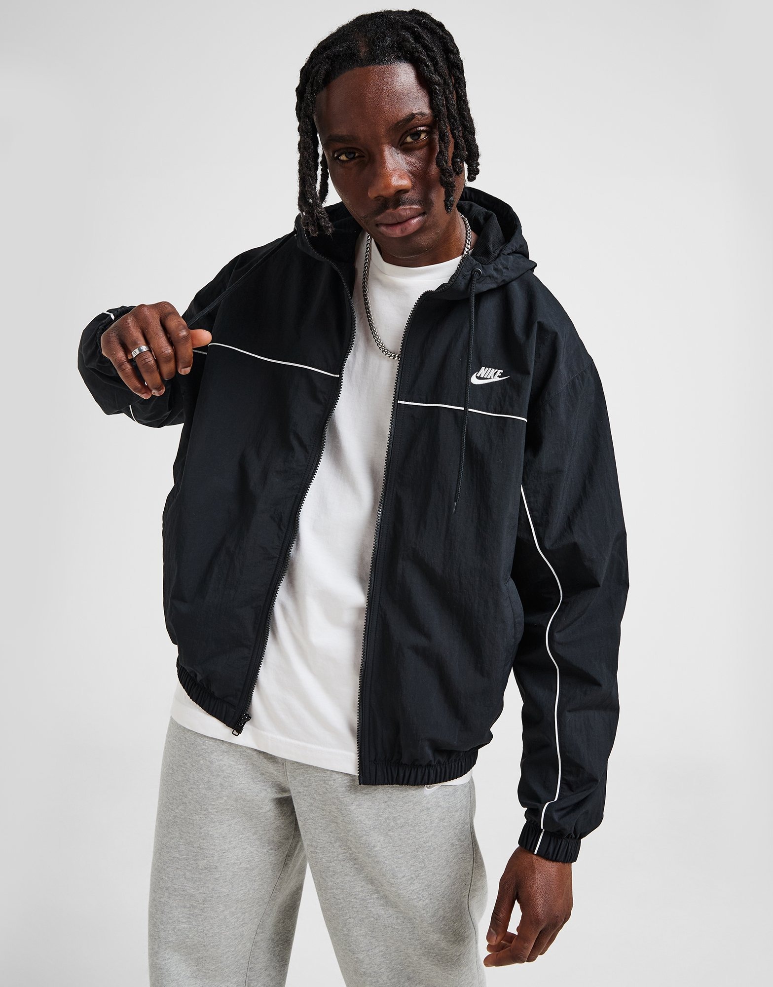 Black Nike Woven Full Zip Hooded Jacket - JD Sports Australia