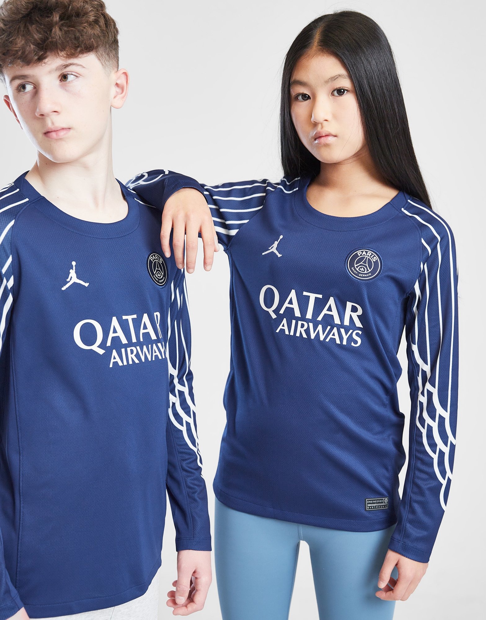 魅了 Blue Jordan Paris Saint Germain 24/25 LS Fourth Shirt Junior ウェア