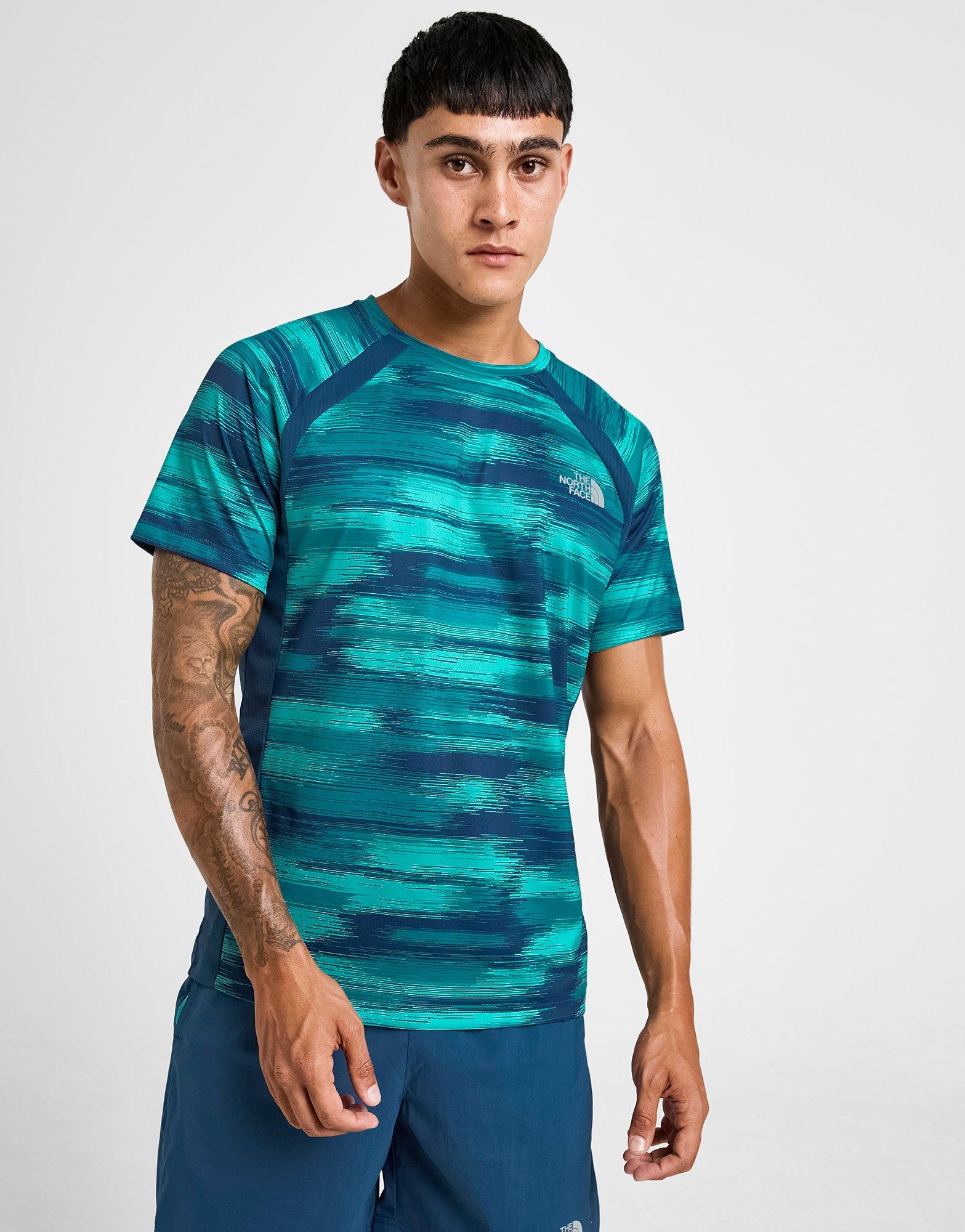 【THE NORTH FACE】 Performance All Over Print T-Shirt Blue The North Face Performance All Over Print T-Shirt - JD