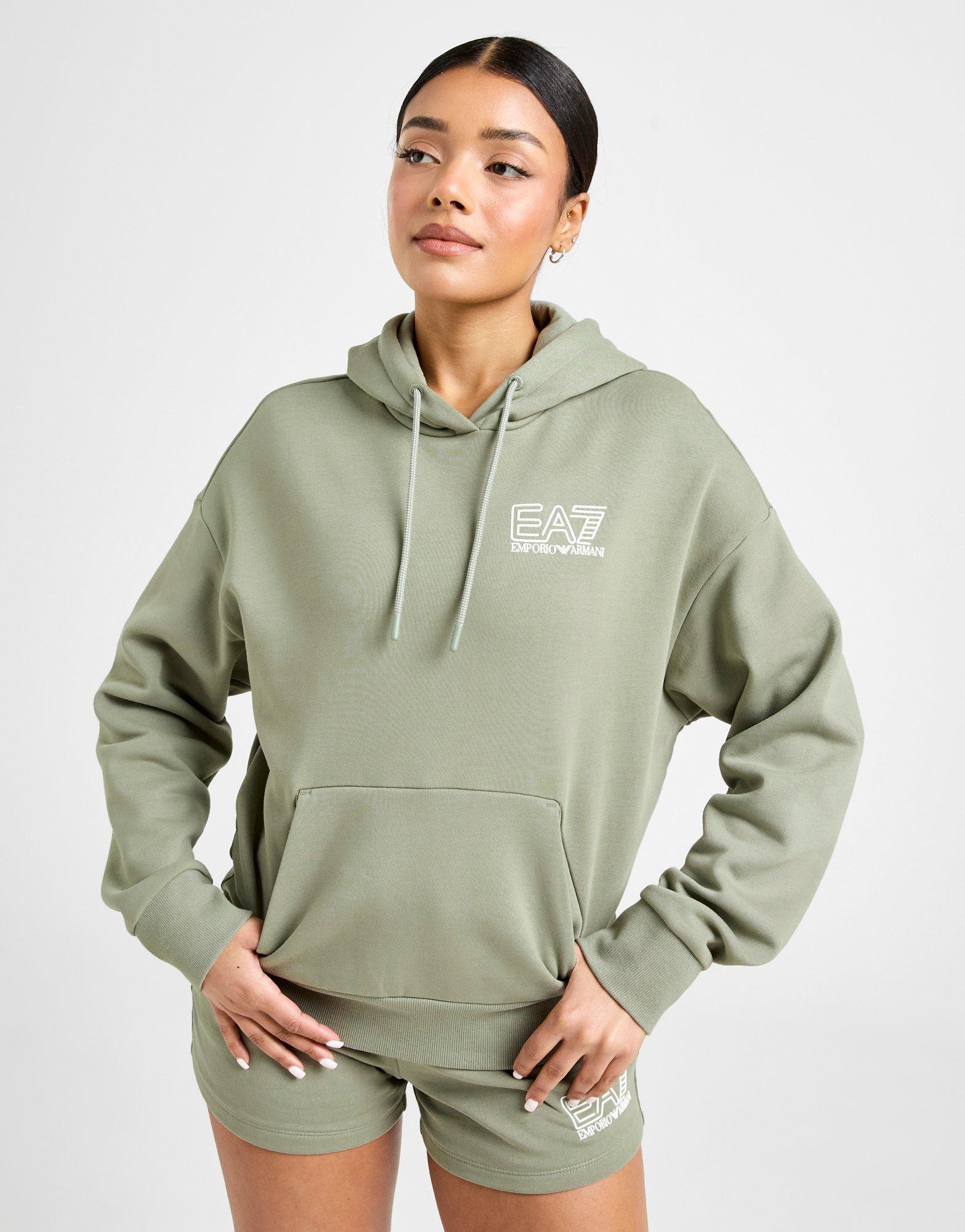 Green EA7 Emporio Armani Shine Logo Overhead Hoodie | JD
