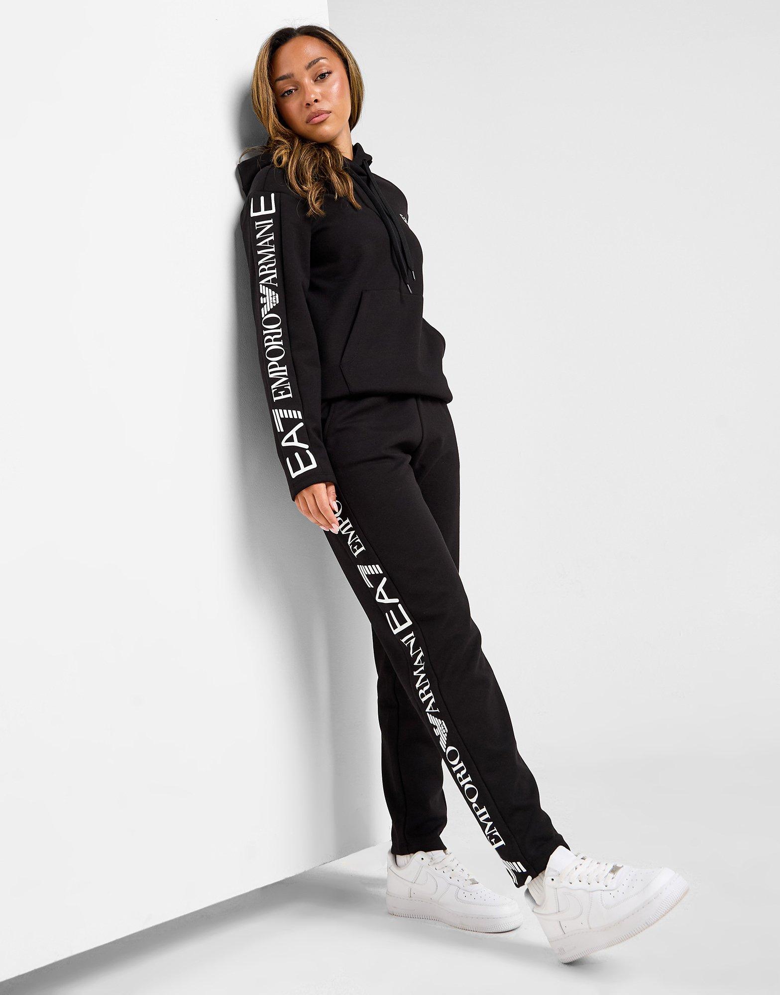 Black EA7 Emporio Armani Logo Panel Overhead Tracksuit | JD