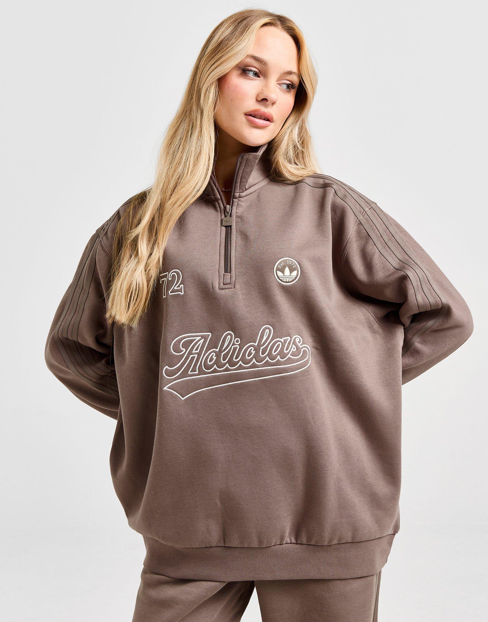 Brown adidas Originals Baseball 1/4 Zip Top - JD Sports Global