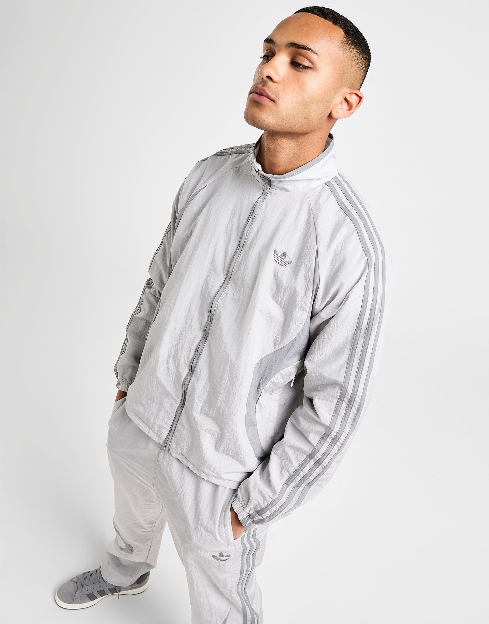 ■adidas■ Originals Woven Track Top JY1150 Grey adidas Originals Retro Woven Track Top - JD Sports Global