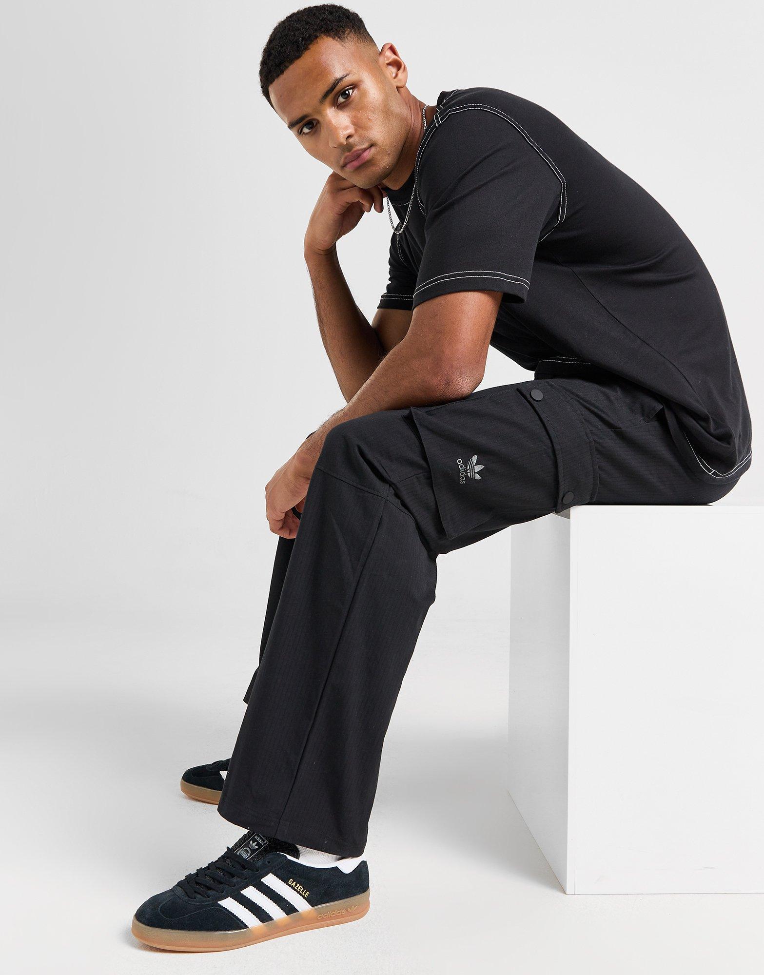 Black adidas Originals Relaxed Ripstop Cargo Pants - JD