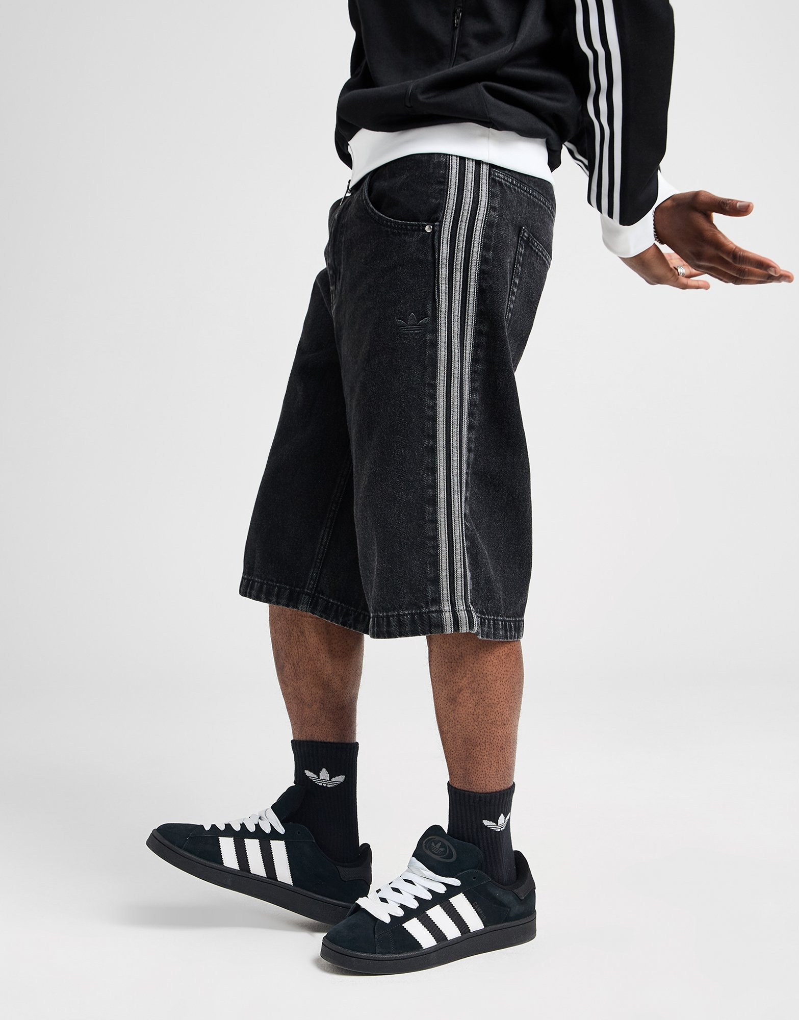 Black adidas Originals Firebird Denim Shorts | JD Sports UK 