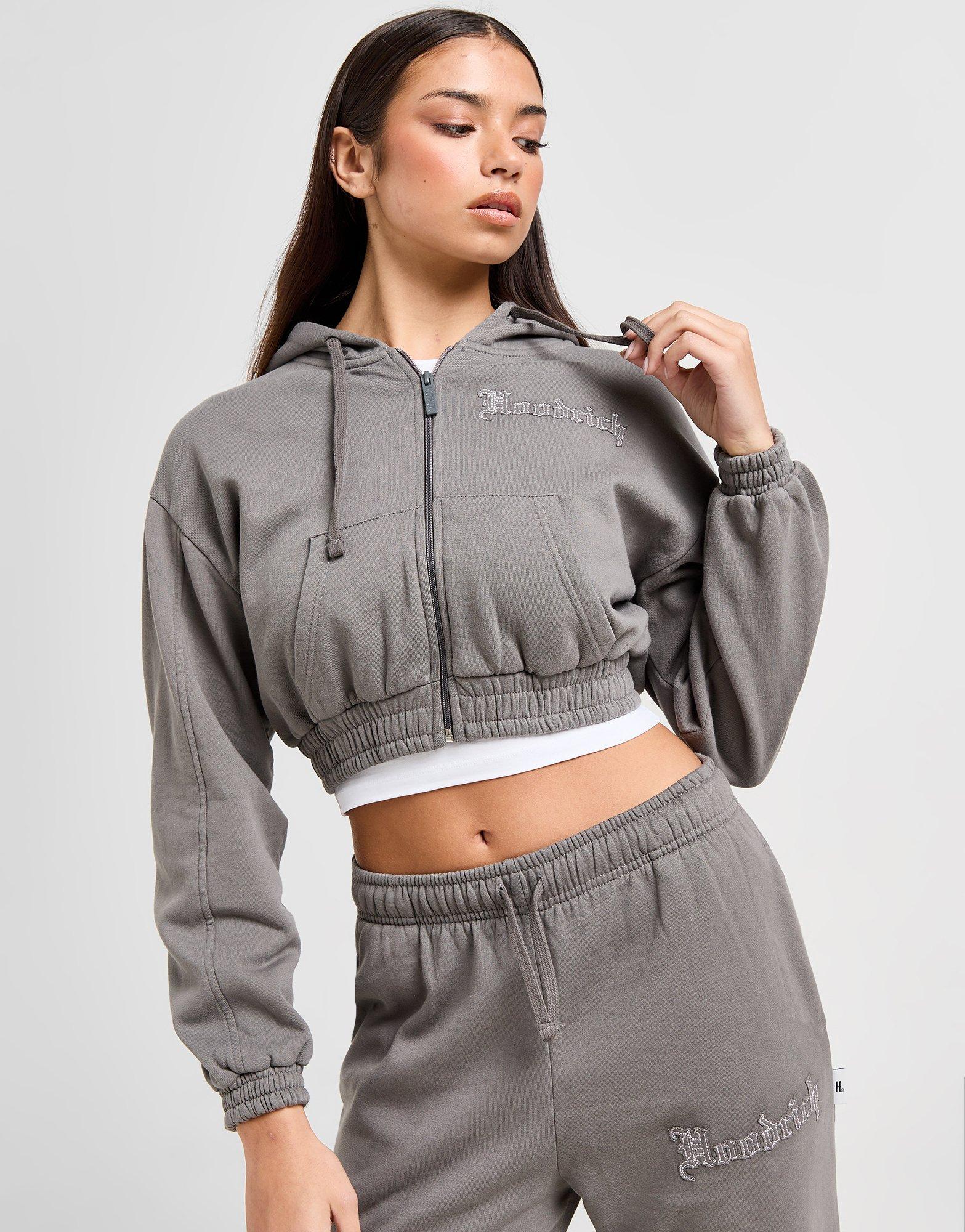 Grey Hoodrich Tagra Full Zip Cropped Hoodie - JD Sports Global
