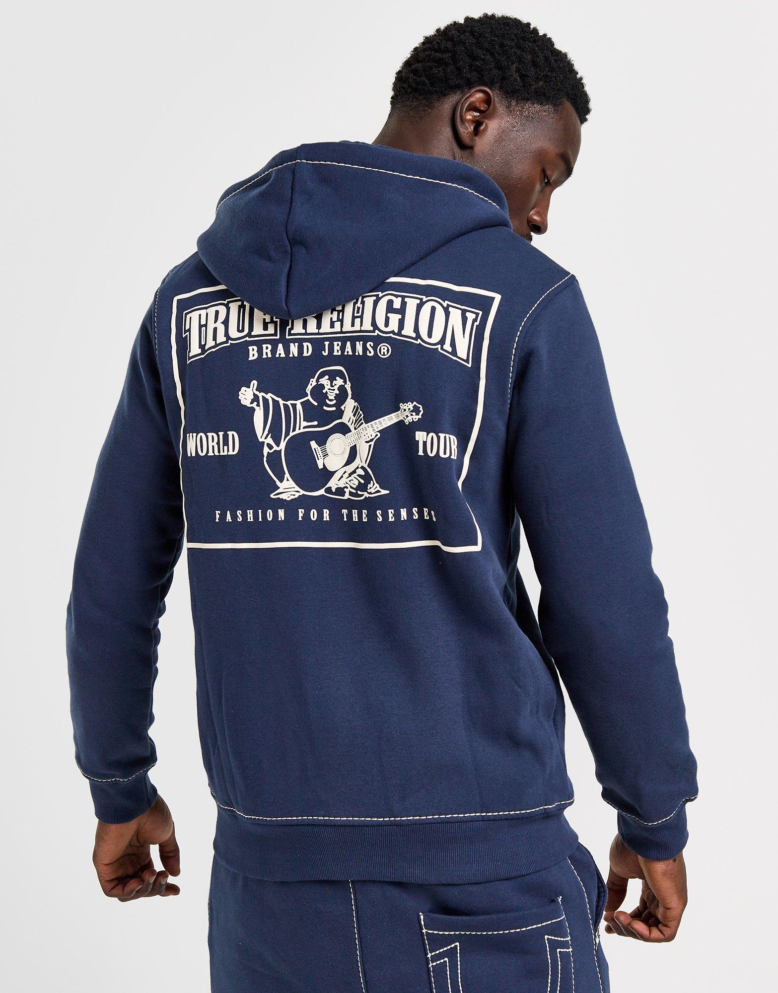 Blue True Religion Big T Zip Through Hoodie JD Sports Global