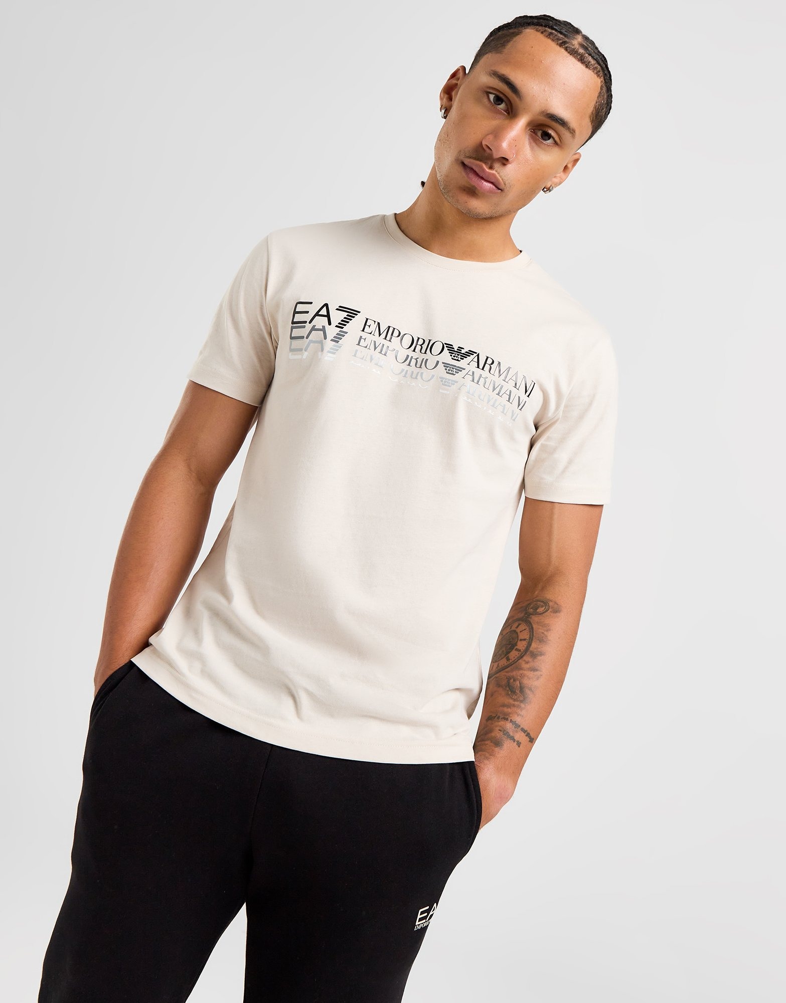 Brown Emporio Armani EA7 Fade T Shirt JD Sports UK