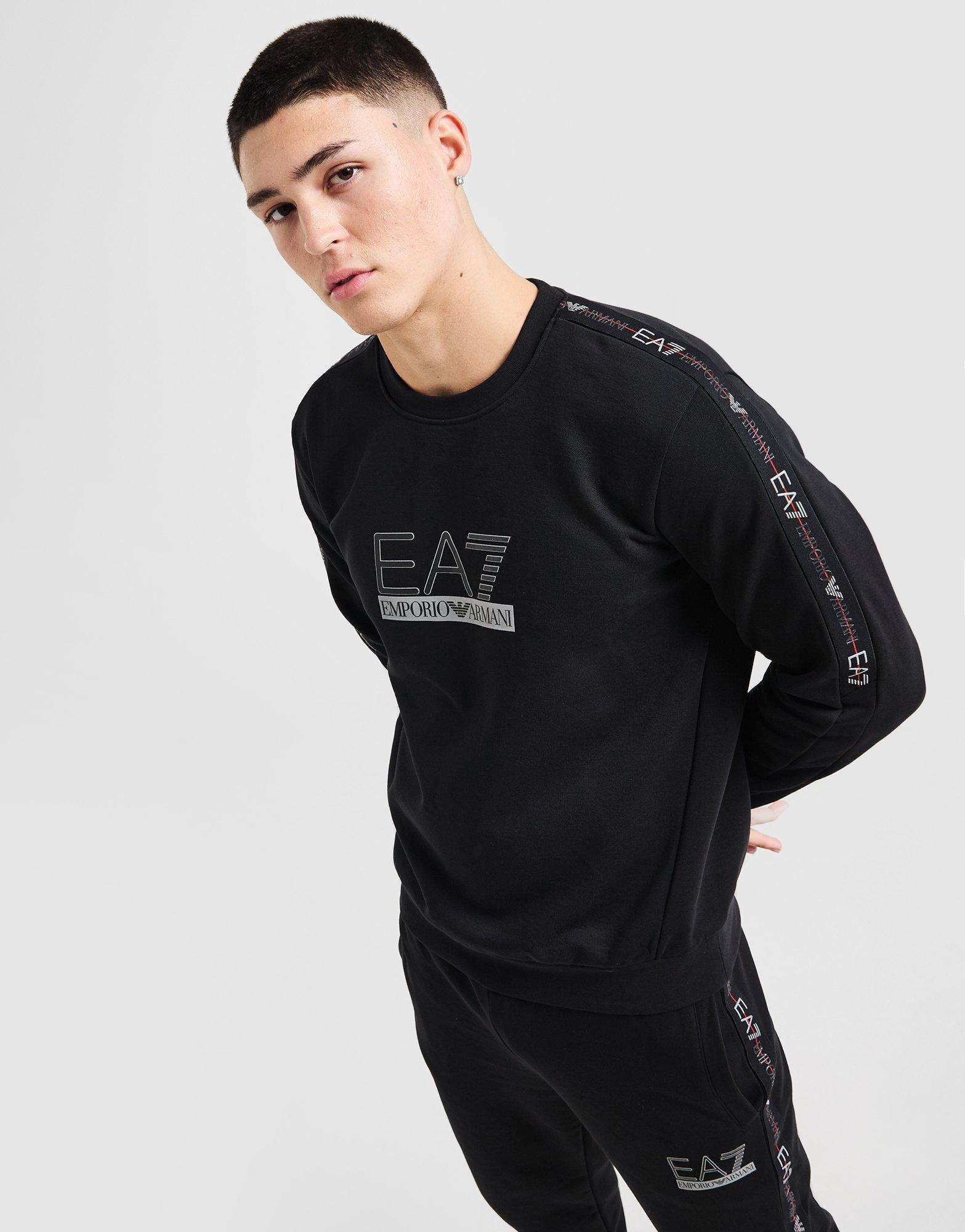 ✨EA7✨(L) Emporio Armani ブラック スウェット ロンT 黒 Emporio Armani Ea7 Tennis Club Tape Sweatshirt Sweater
