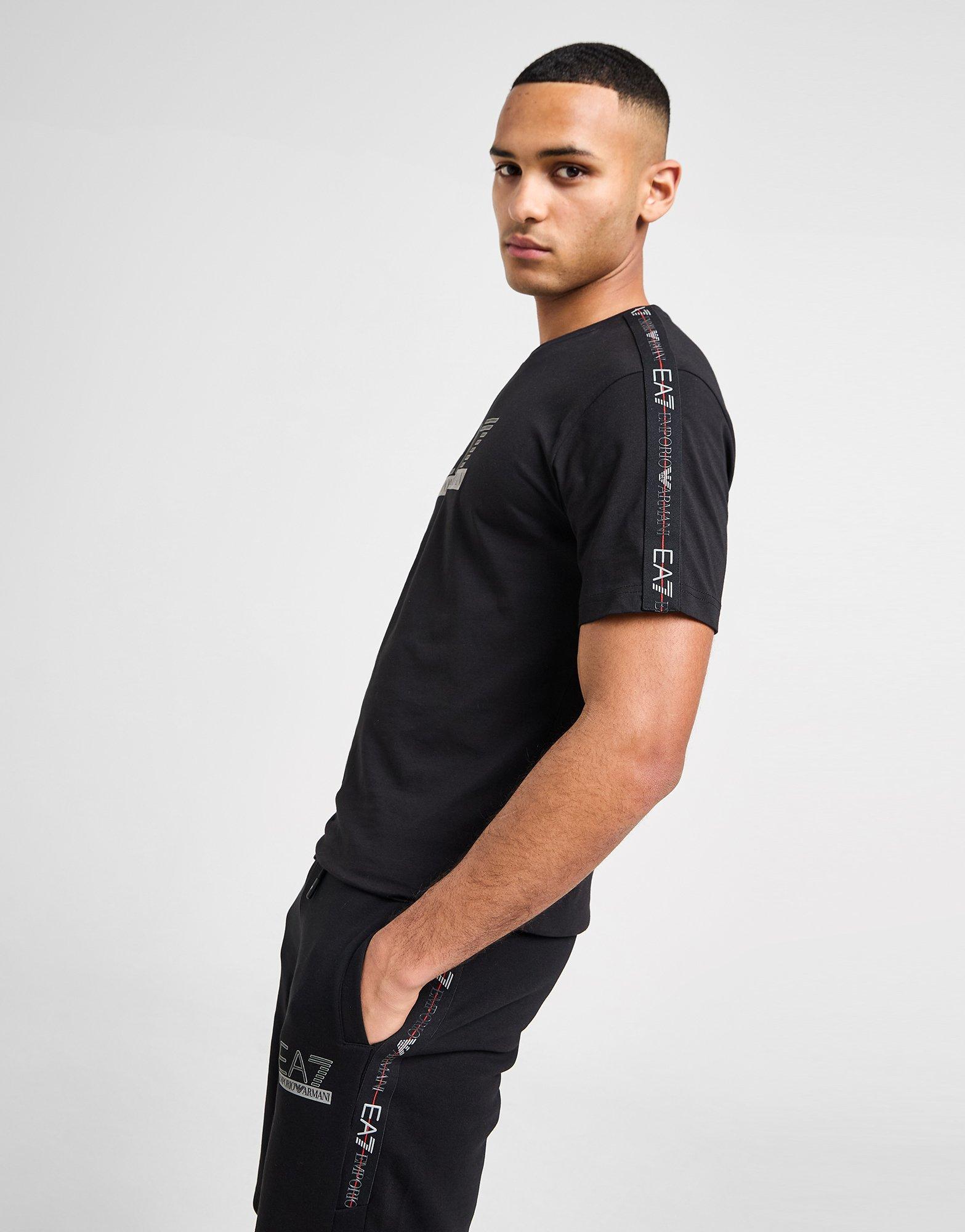 Black EA7 Emporio Armani Tape Large Logo T-Shirt - JD Sports