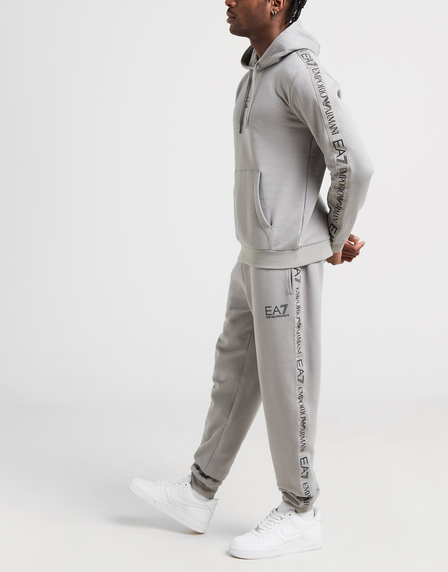EA7 Emporio Armani Ensemble de survetement Reflective Logo Hooded Tracksuit Gris JD Sports France