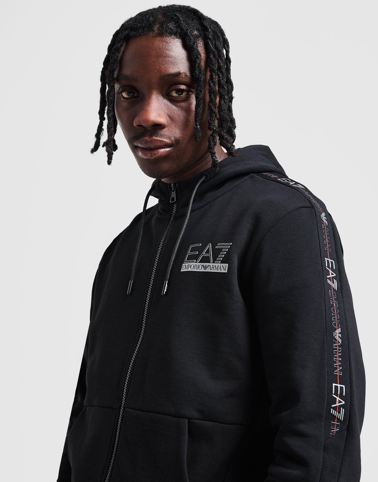EA7 Emporio Armani Sweat à Capuche Zippé Logo Large à Bande