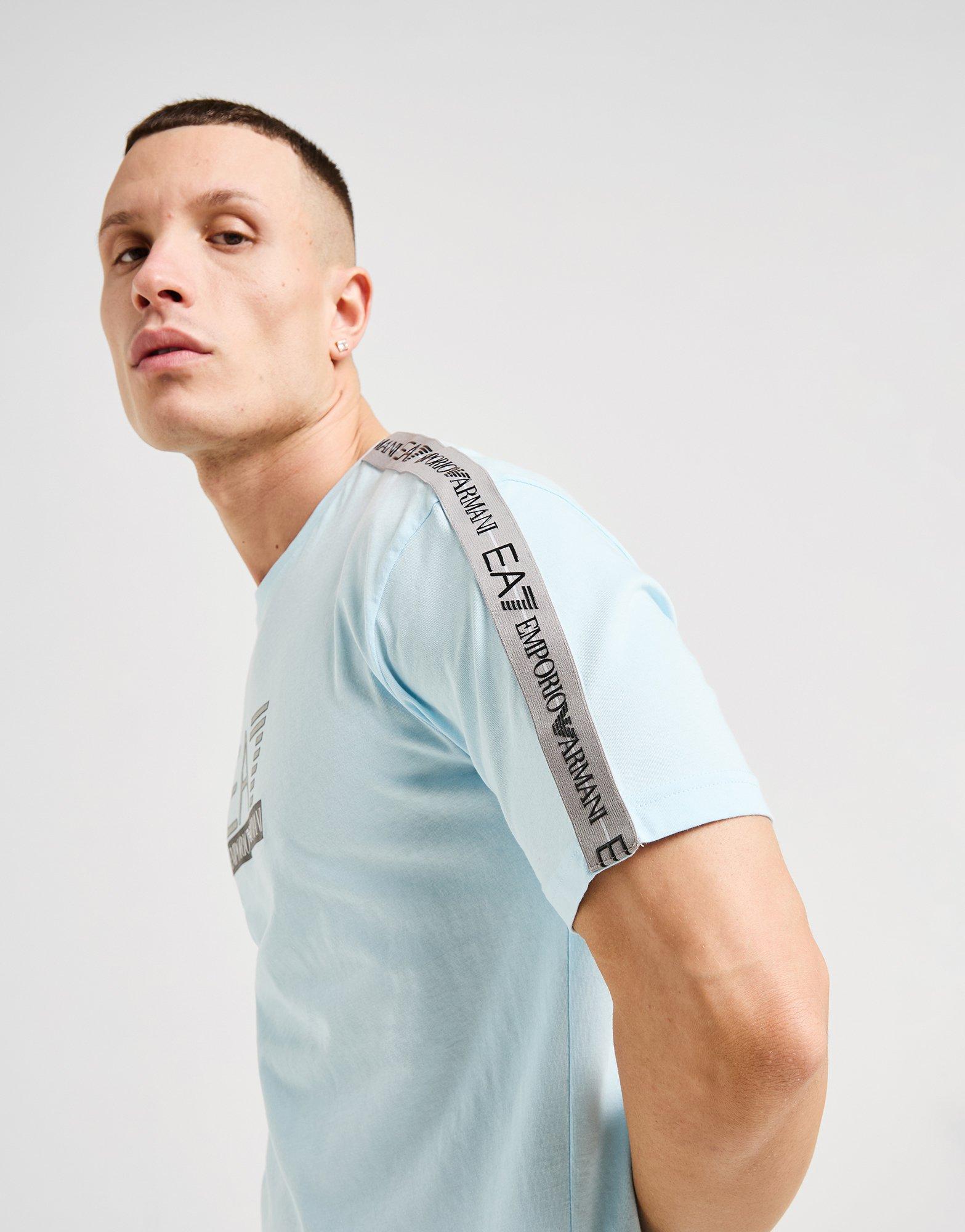 Blue EA7 Emporio Armani Tape Large Logo T-Shirt - JD Sports Global