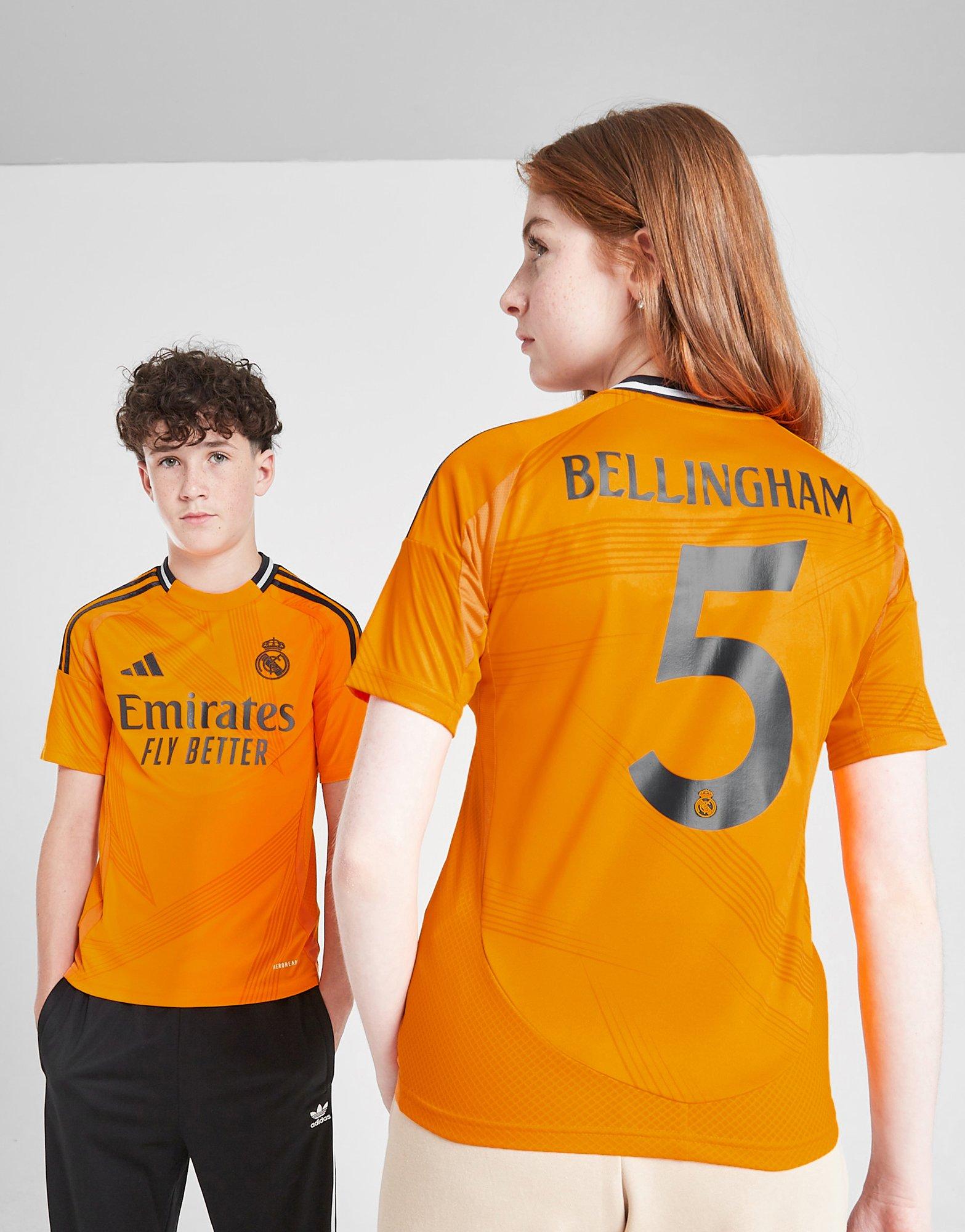 Orange adidas Real Madrid 24 25 Bellingham 5 Away Shirt Junior JD Sports Global