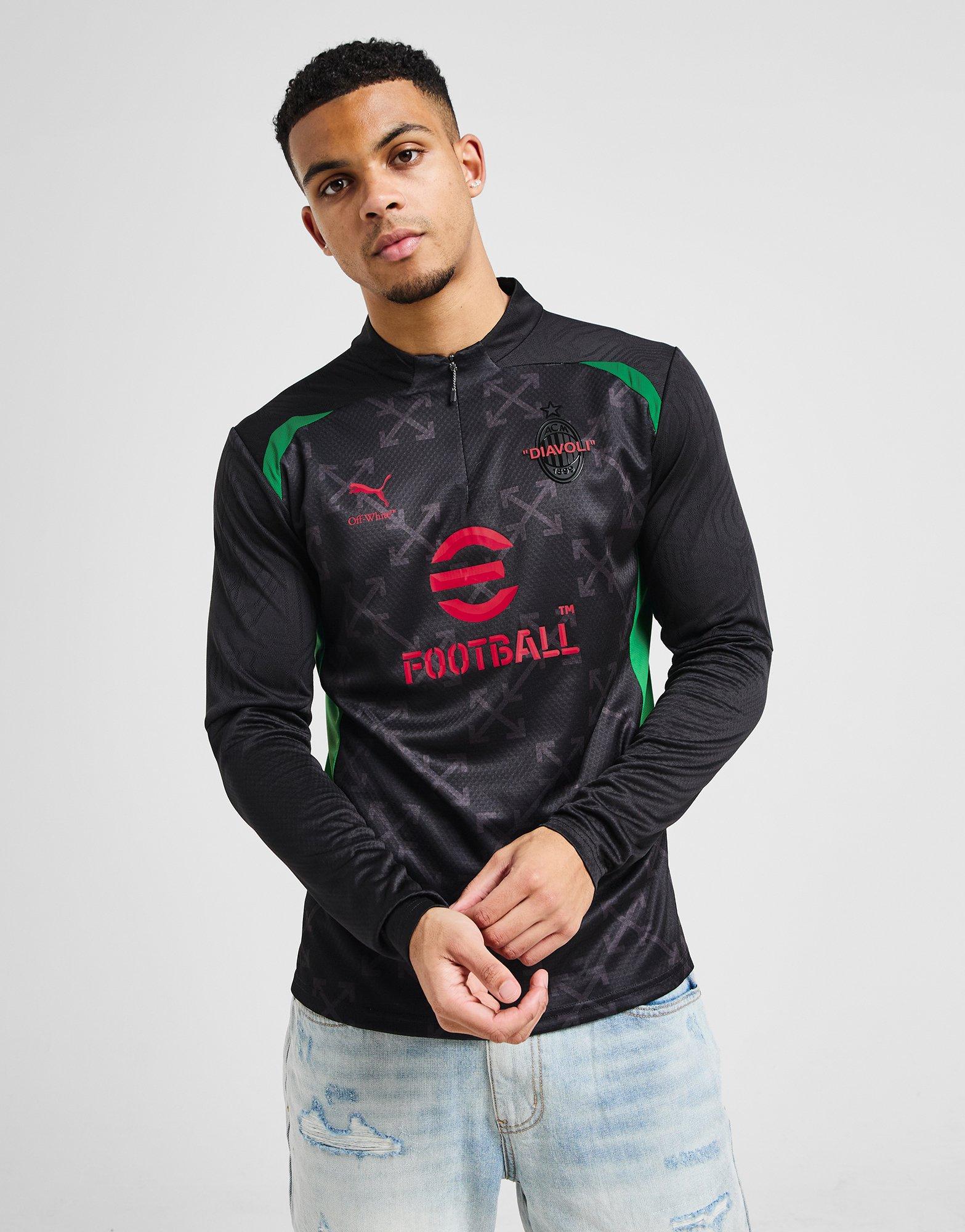 Black PUMA AC Milan x Off-White Pre Match 1/4 Zip Top - JD Sports