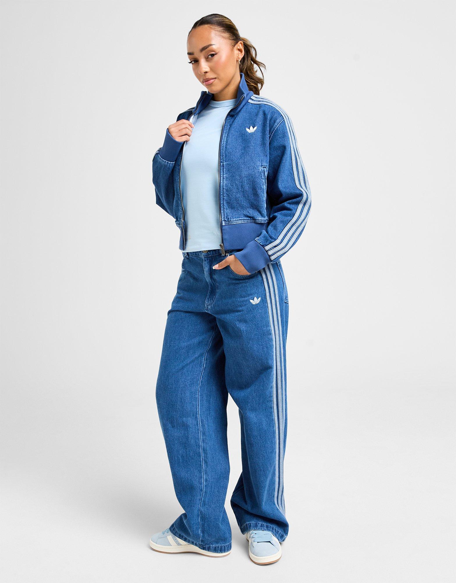 Blue adidas Originals Denim Firebird Track Top - JD Sports