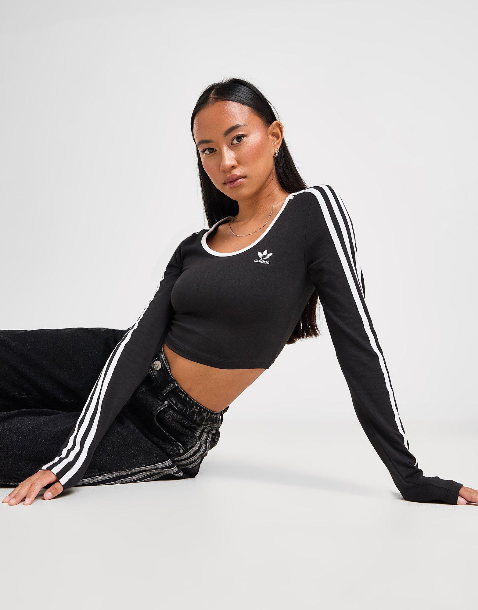 ★adidas★ 3S Long Sleeve Crop Tee Black JD4624 adidas 3 STRIPES LONG SLEEVE CROP TOP ブラック（アディダス