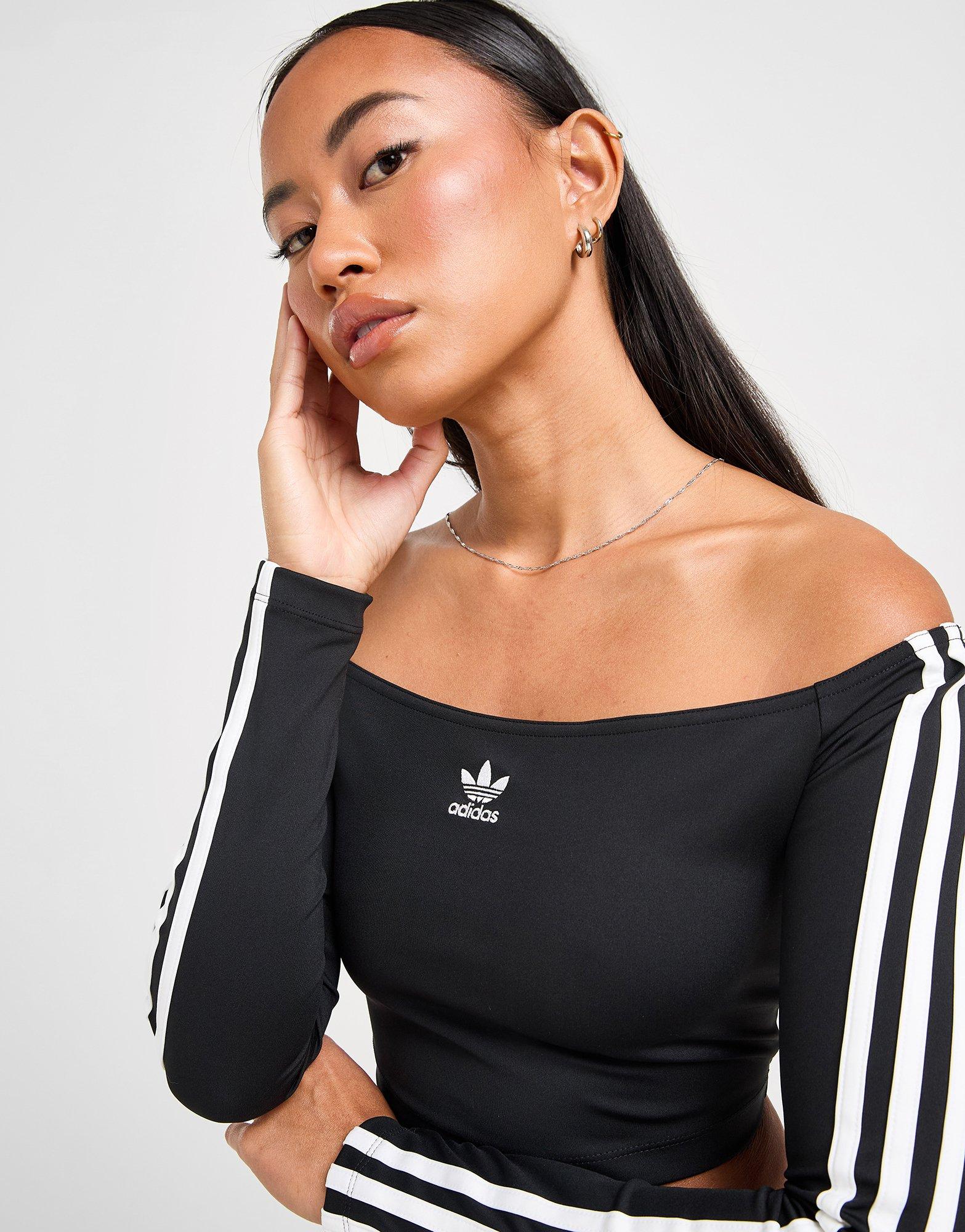 adidas Originals 3-Stripes Bardot Long Sleeve Top