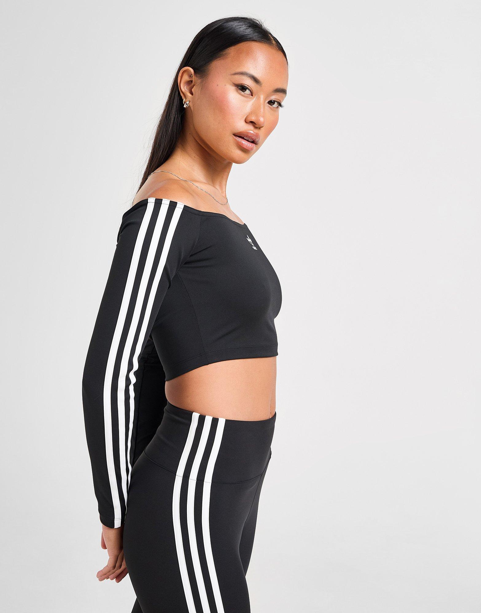 adidas Originals 3-Stripes Bardot Long Sleeve Top