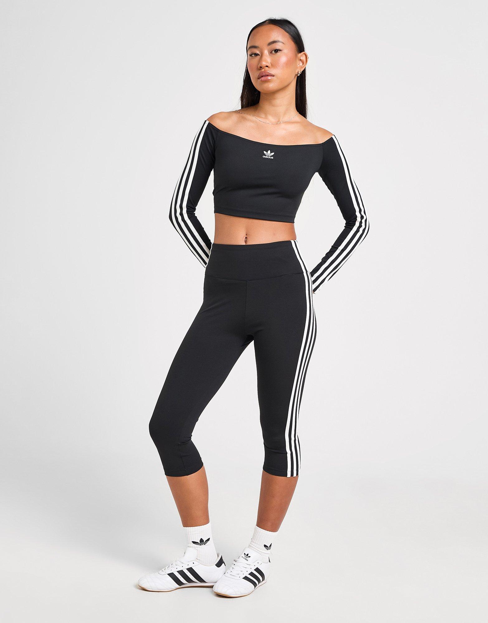 adidas Originals 3-Stripes Bardot Long Sleeve Top