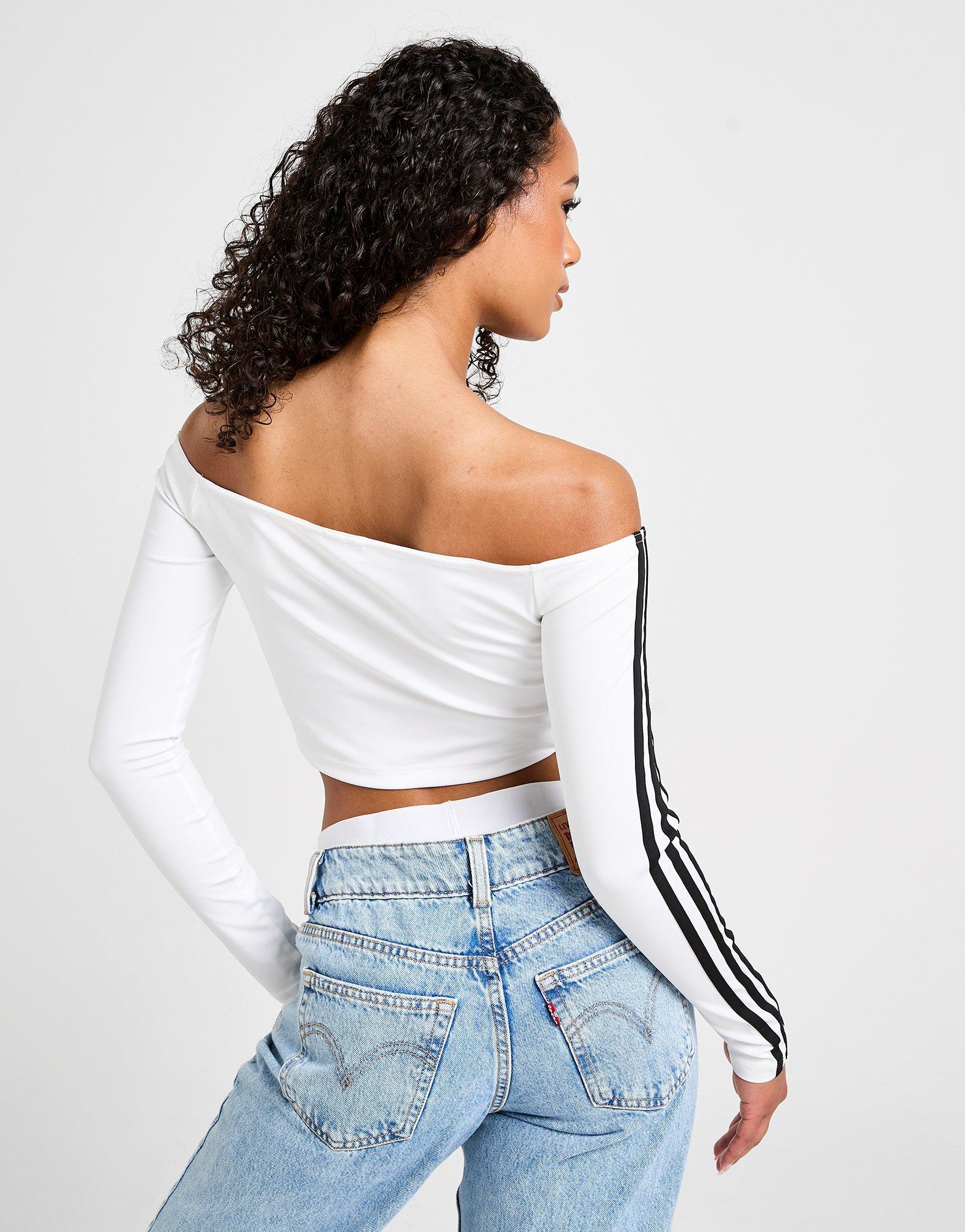 adidas Originals 3-Stripes Bardot Long Sleeve Top