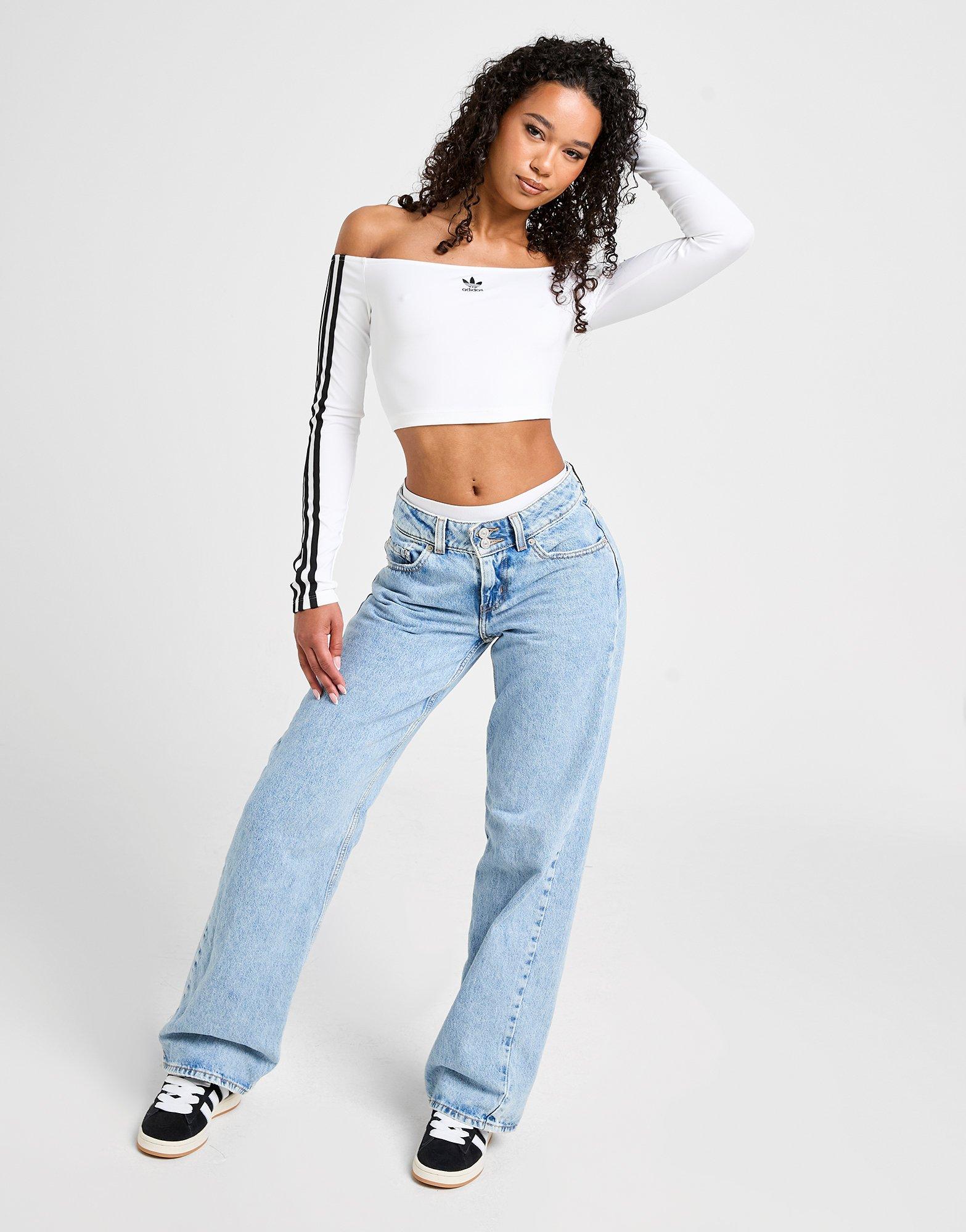 adidas Originals 3-Stripes Bardot Long Sleeve Top