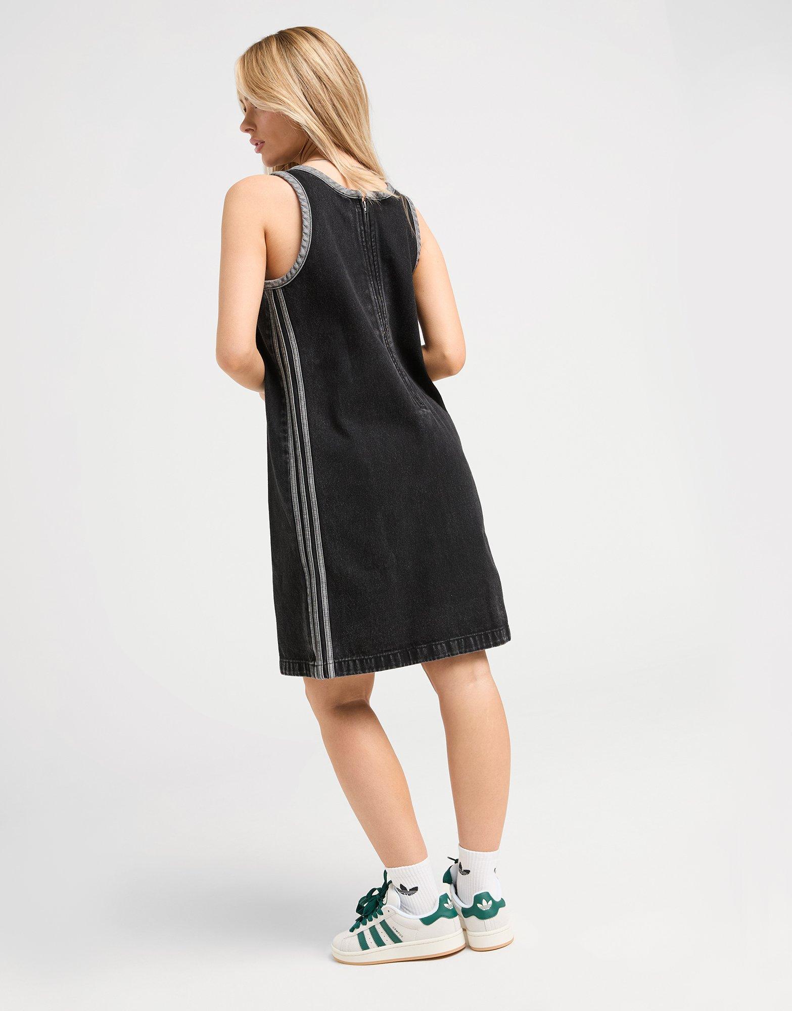 adidas Originals 3-Stripes Denim Dress ワンピース ドレス Black adidas Originals 3-Stripes Denim Dress - JD Sports Global