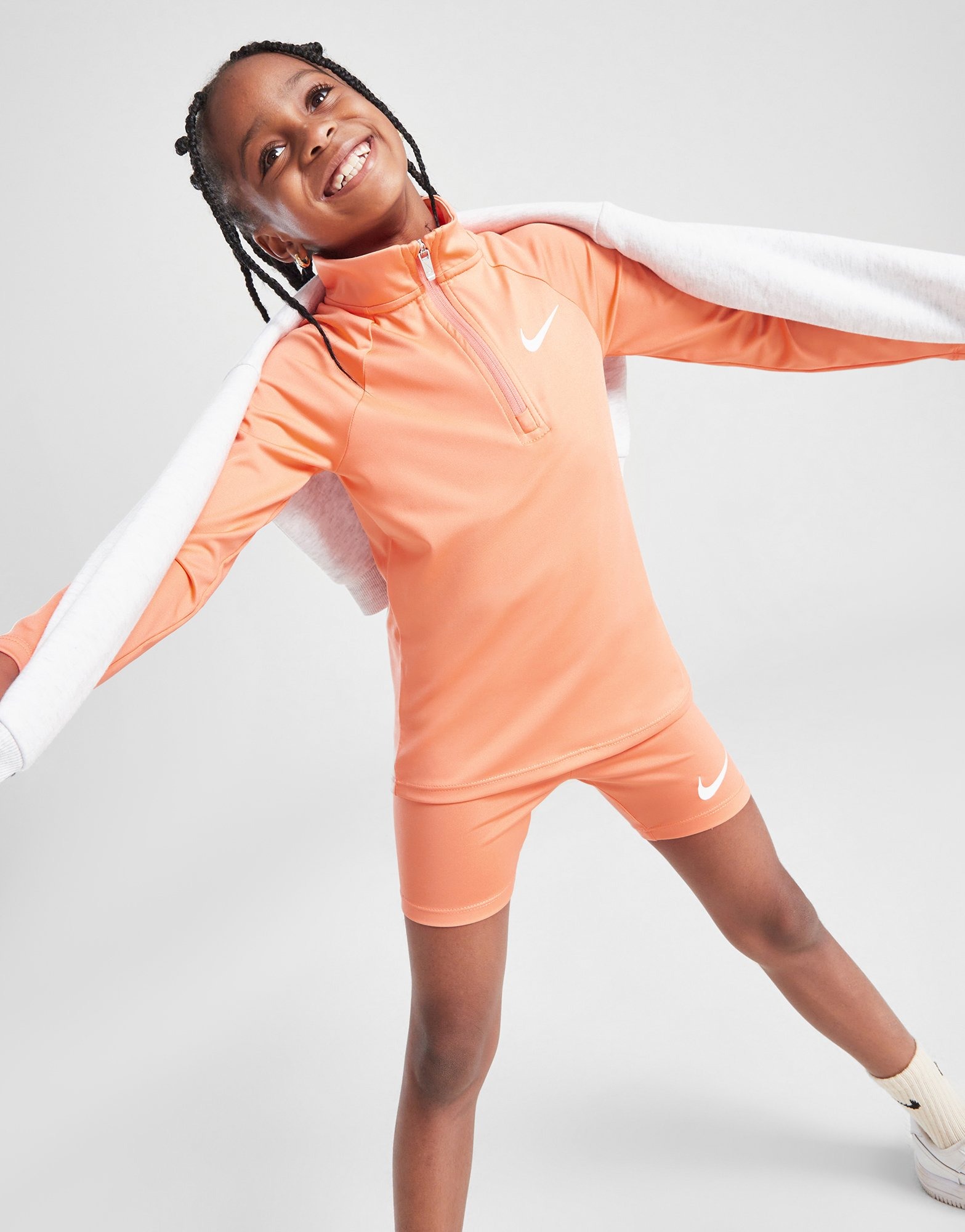 Orange Nike Girls' Pacer 1/4 Zip Top/Shorts Set Children - JD
