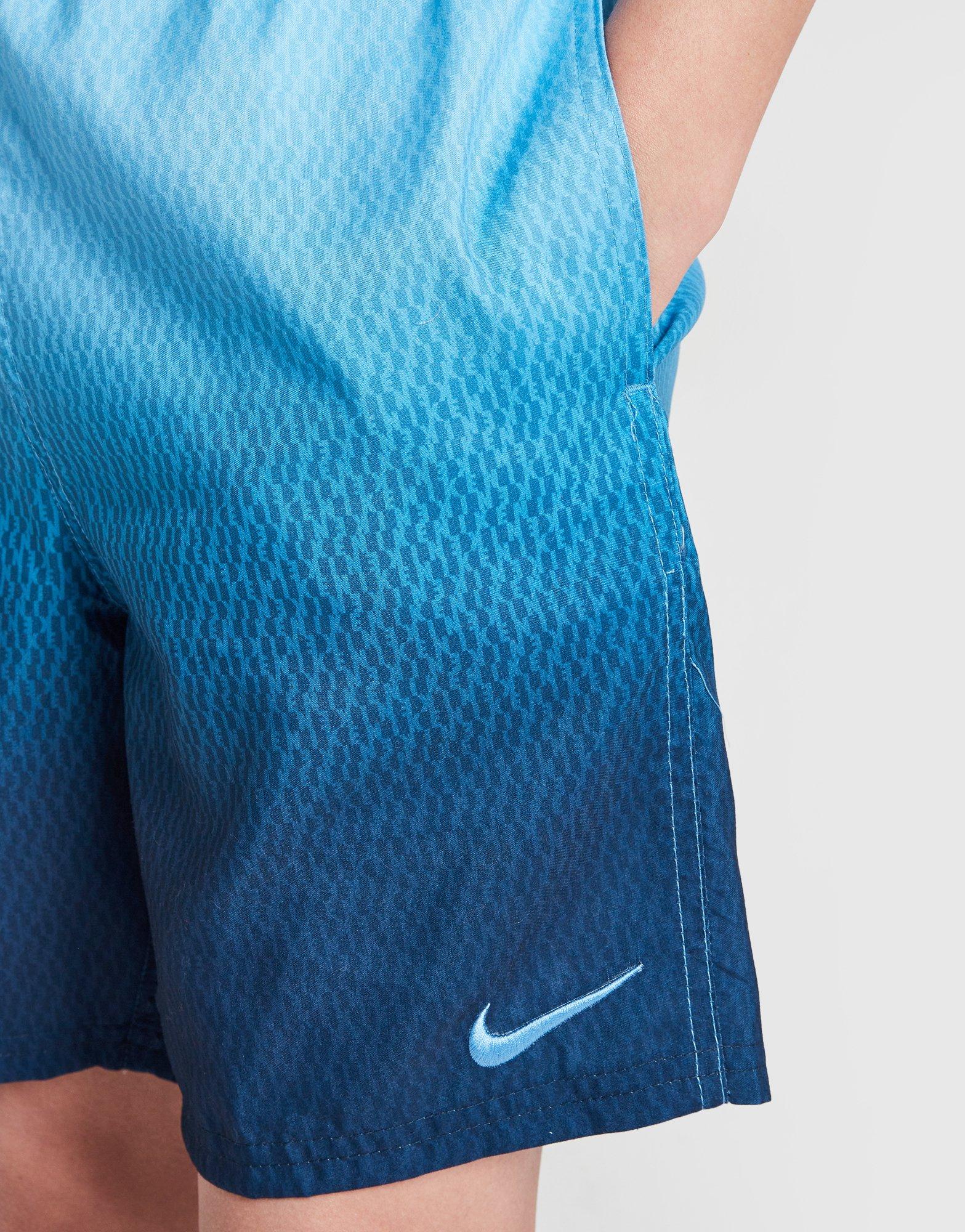 Blue Nike All Over Print Fade Swim Shorts Junior - JD Sports