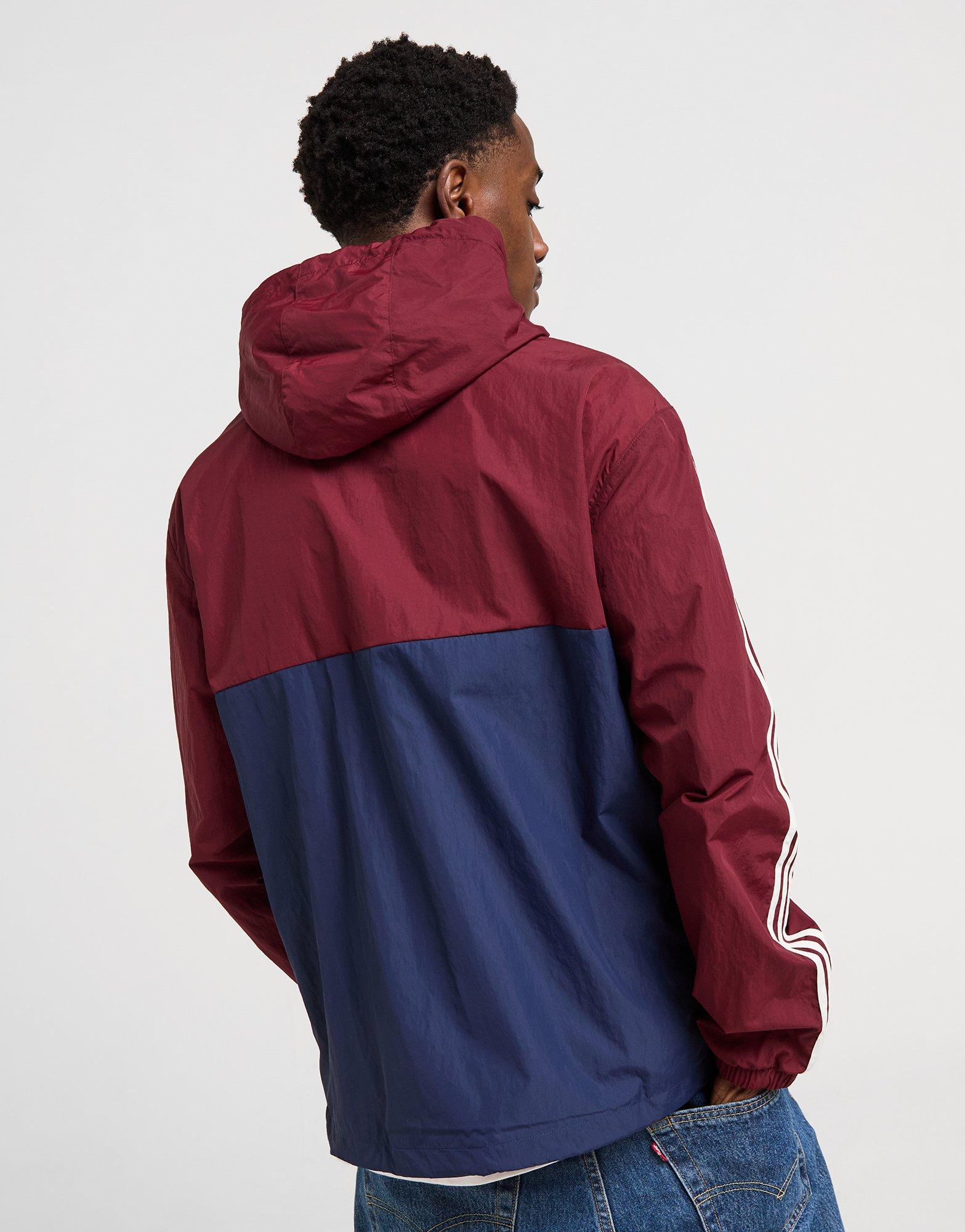 Red adidas Originals Overhead 1/2 Zip Windbreaker Jacket