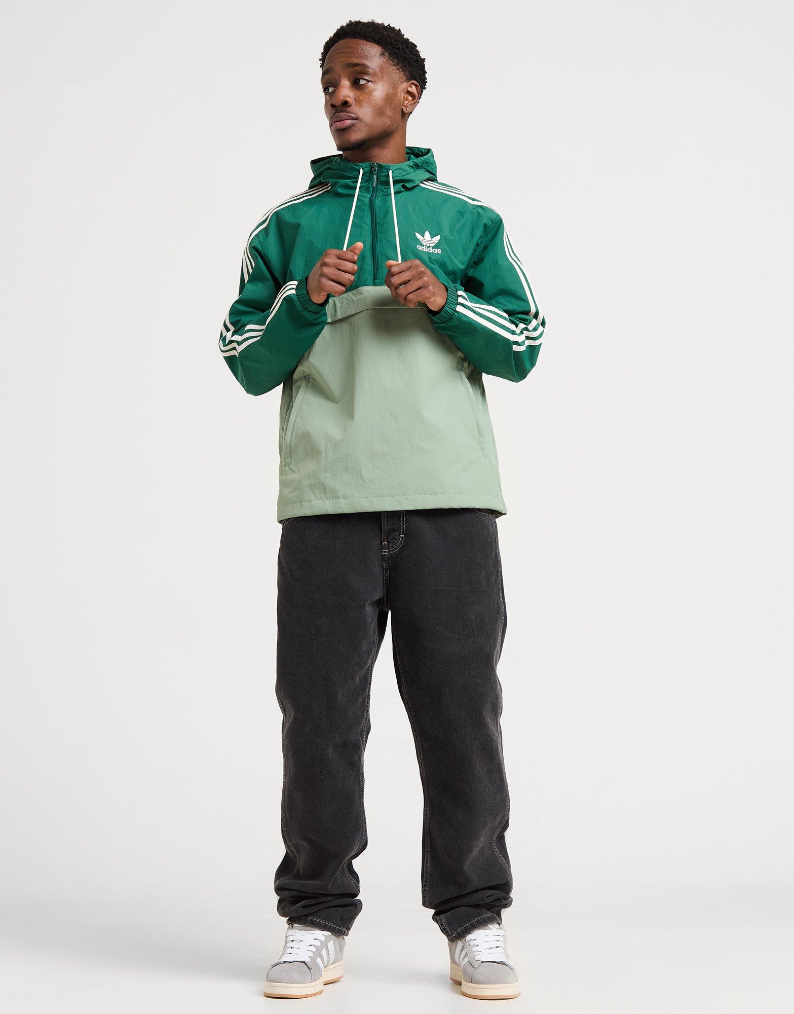 Green adidas Originals Overhead 1/2 Zip Windbreaker Jacket