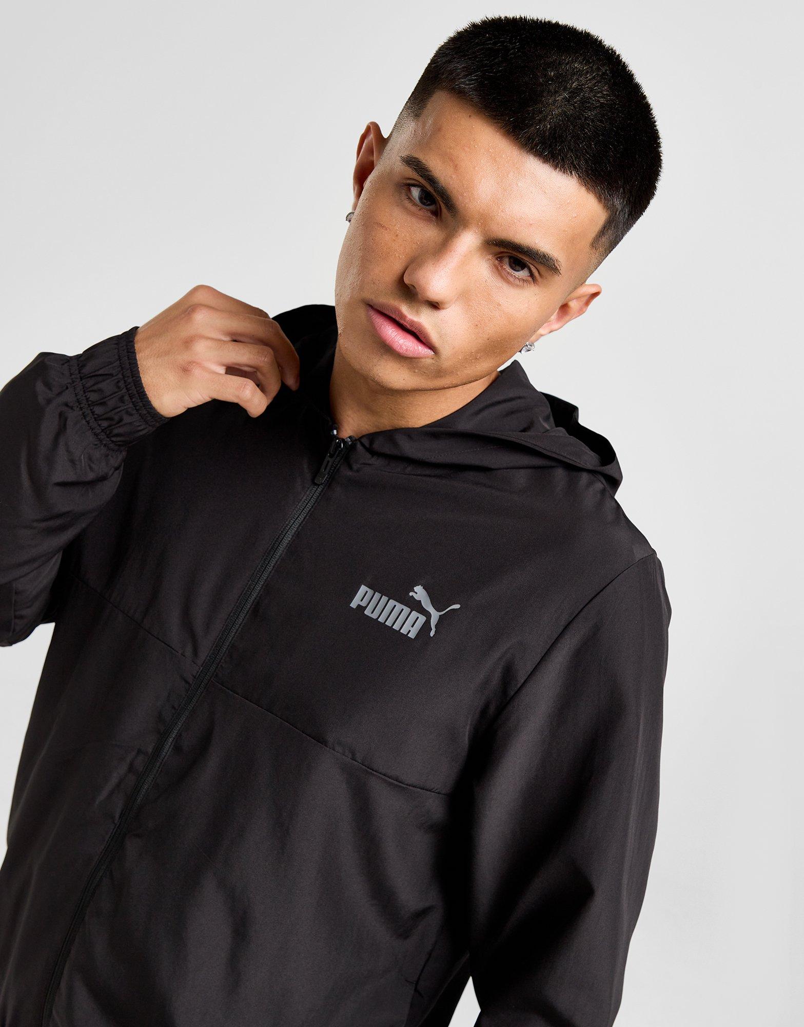 Black PUMA Core Woven Full Zip Hooded Jacket JD Sports Ireland