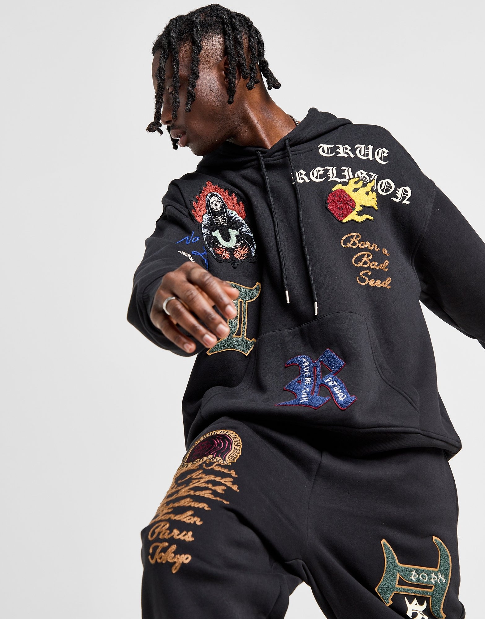 Black True Religion Patch Hoodie - JD Sports Global