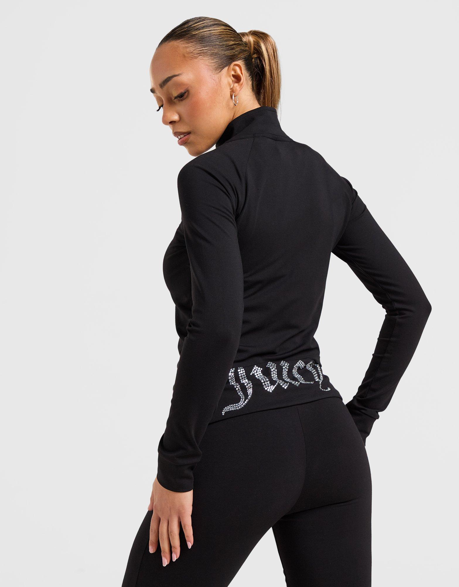 Black JUICY COUTURE Diamante Fit Full Zip Top - JD Sports Global