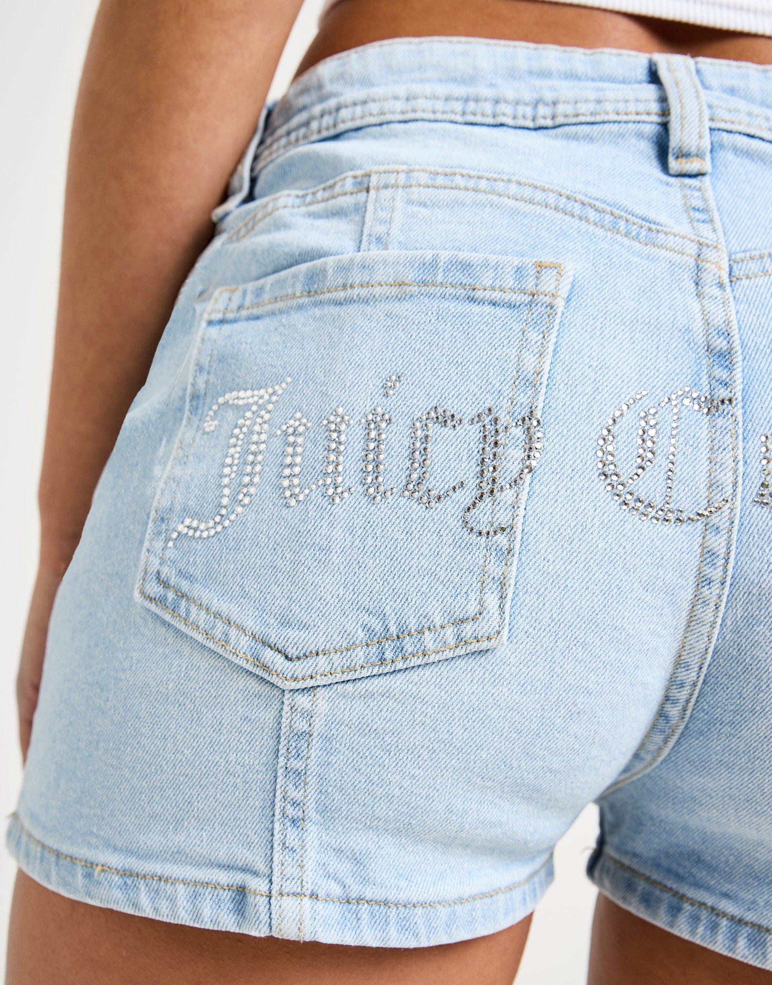 Blue JUICY COUTURE Diamante Logo Denim Shorts - JD Sports Global