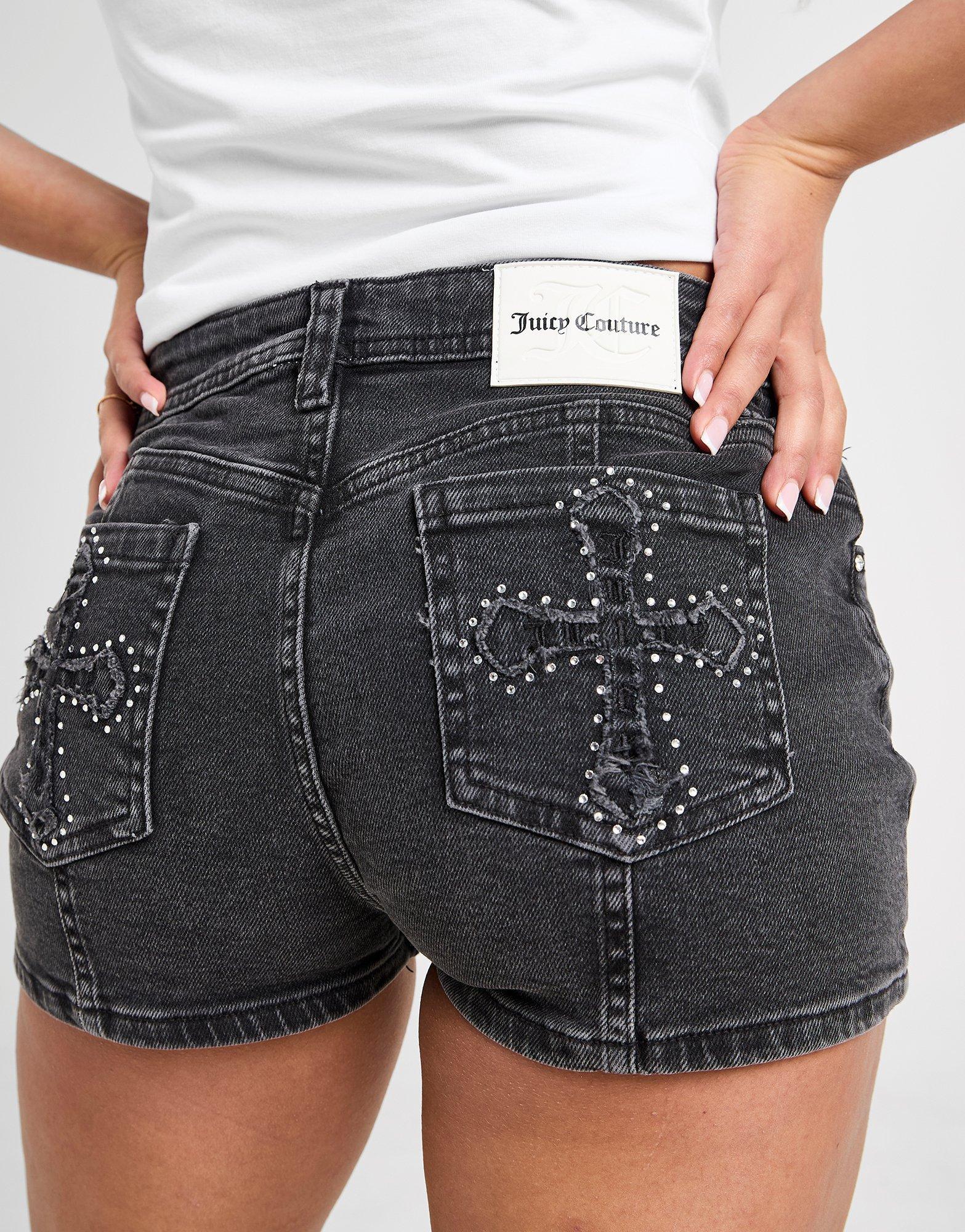 JUICY COUTURE Diamante Cross Denim Shorts