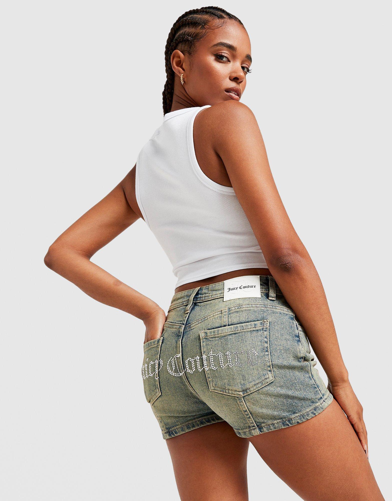 JUICY COUTURE Diamante Logo Denim Shorts