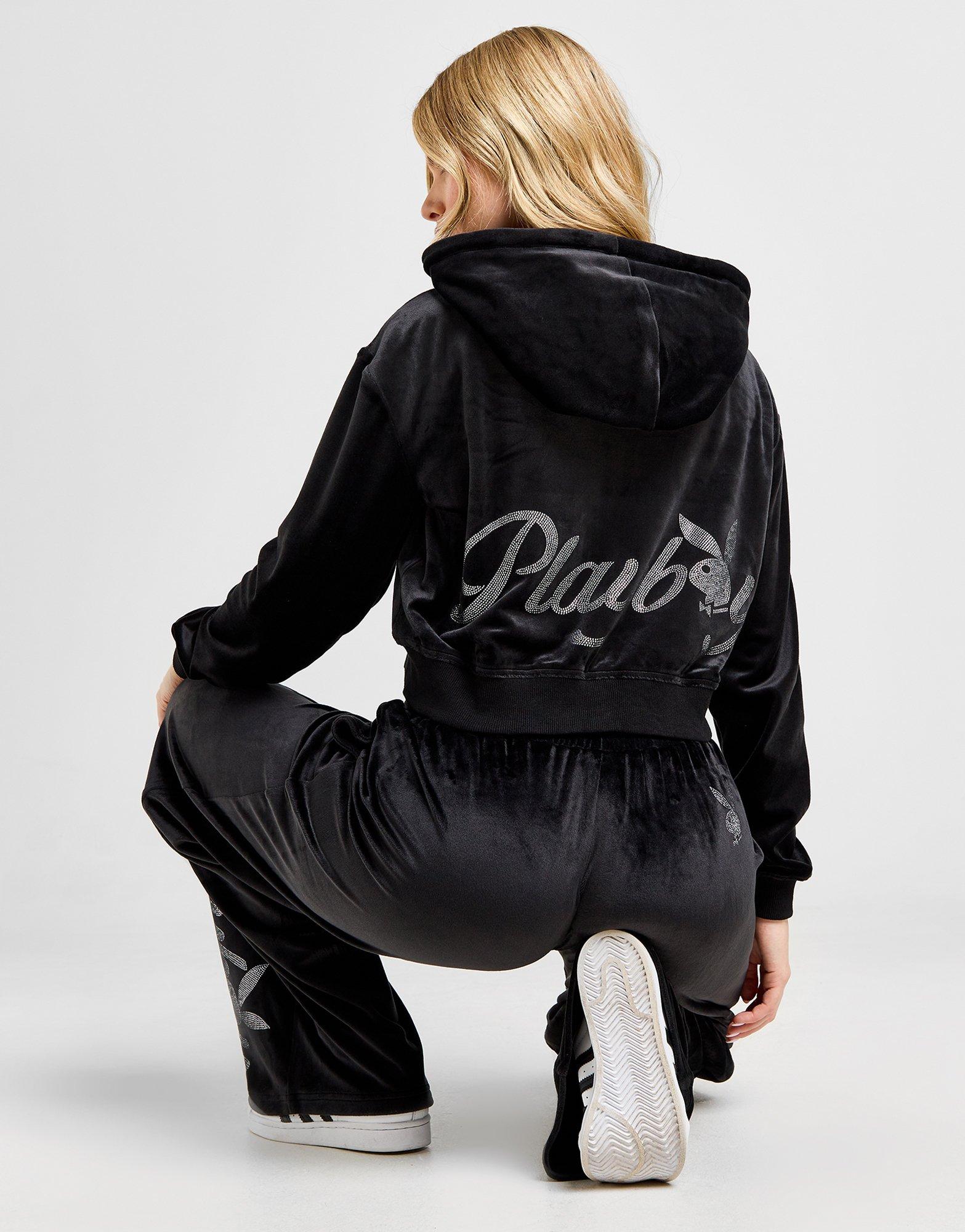 Playboy Diamante Velour Full Zip Hoodie