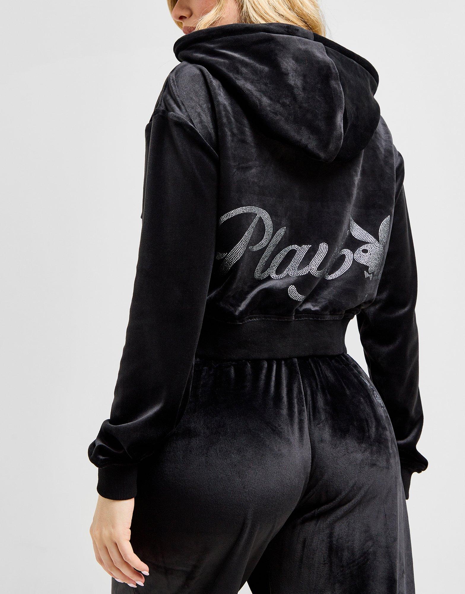 Playboy Diamante Velour Full Zip Hoodie