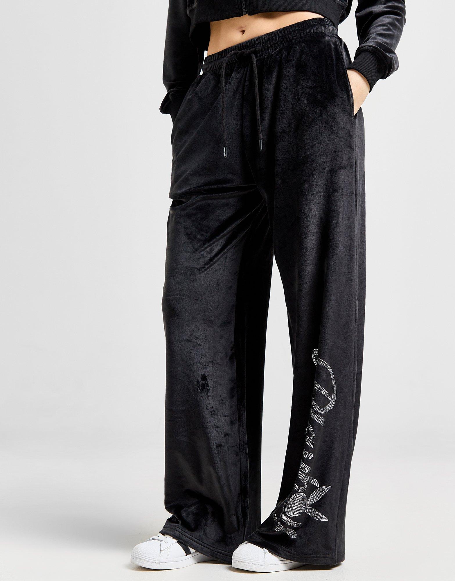 Playboy Diamante Velour Wide Joggers