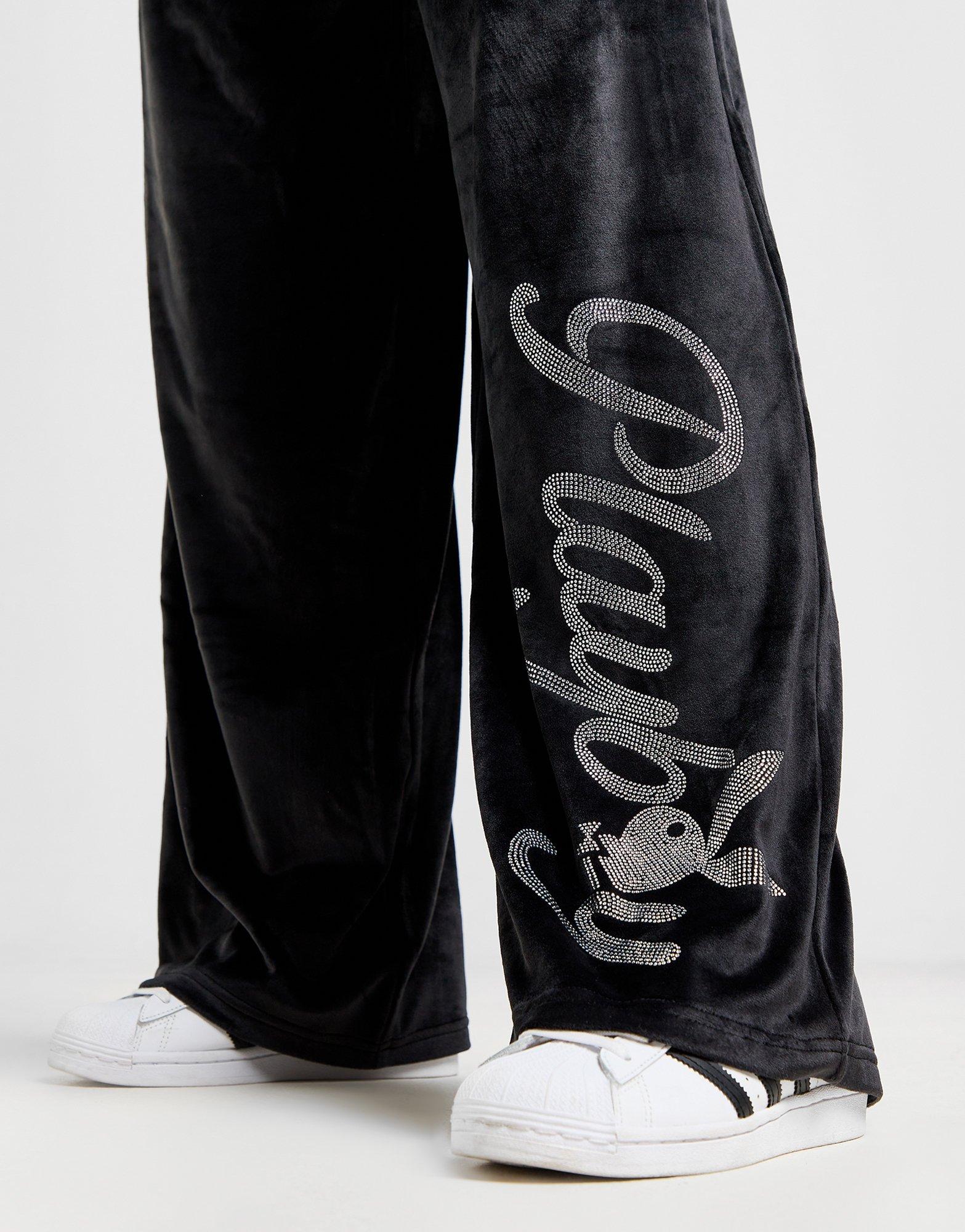 Playboy Diamante Velour Wide Joggers