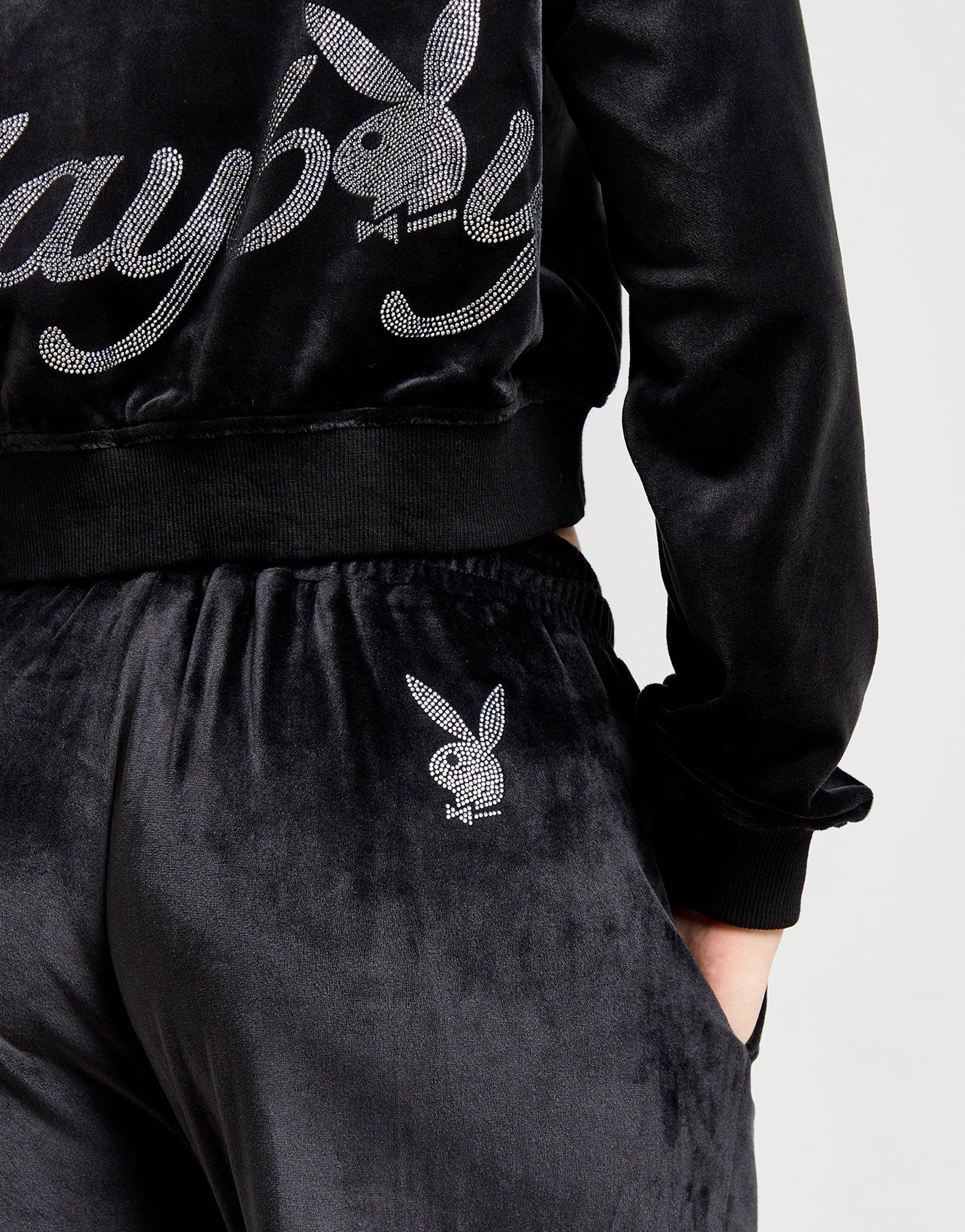 Playboy Diamante Velour Wide Joggers