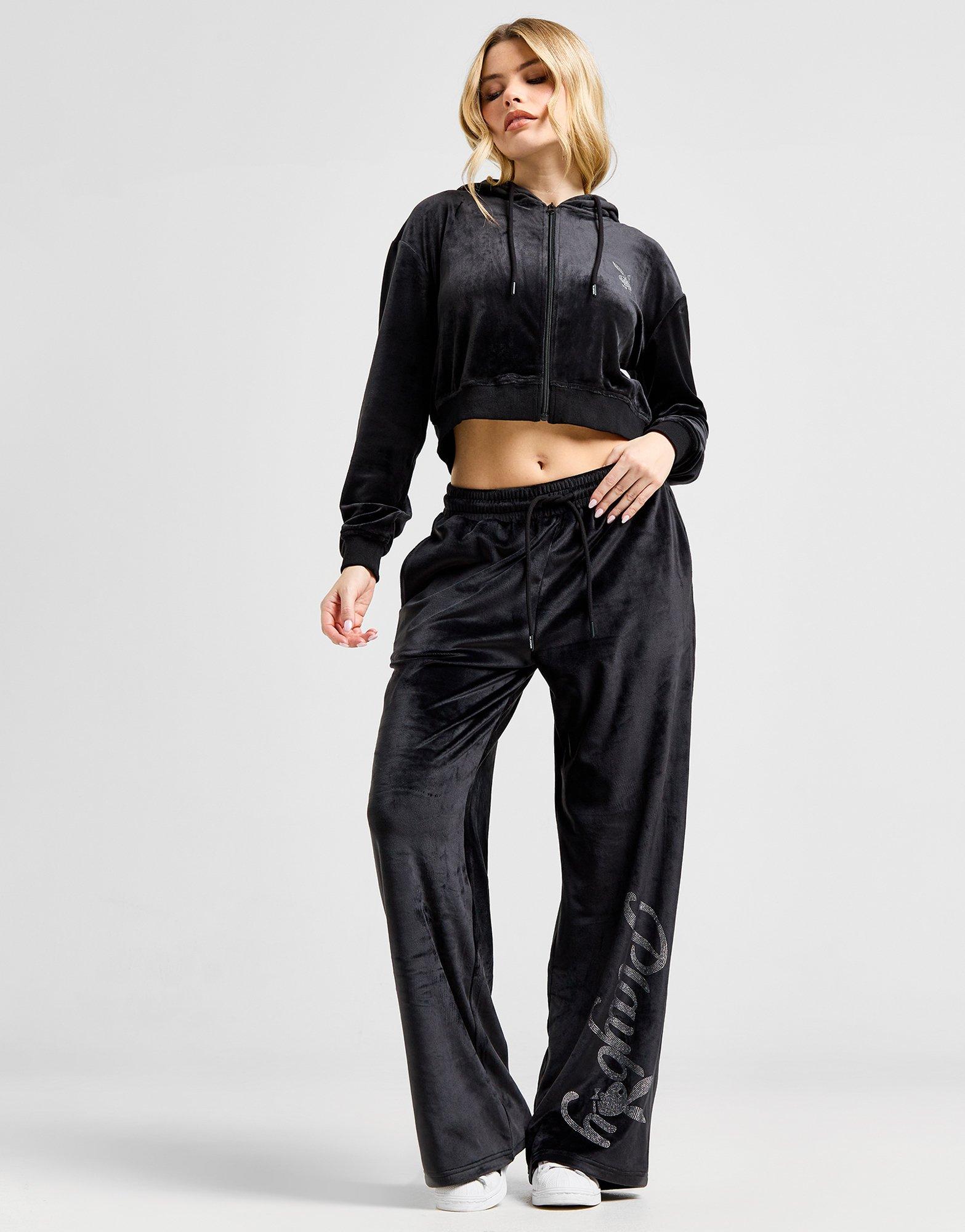 Playboy Diamante Velour Wide Joggers