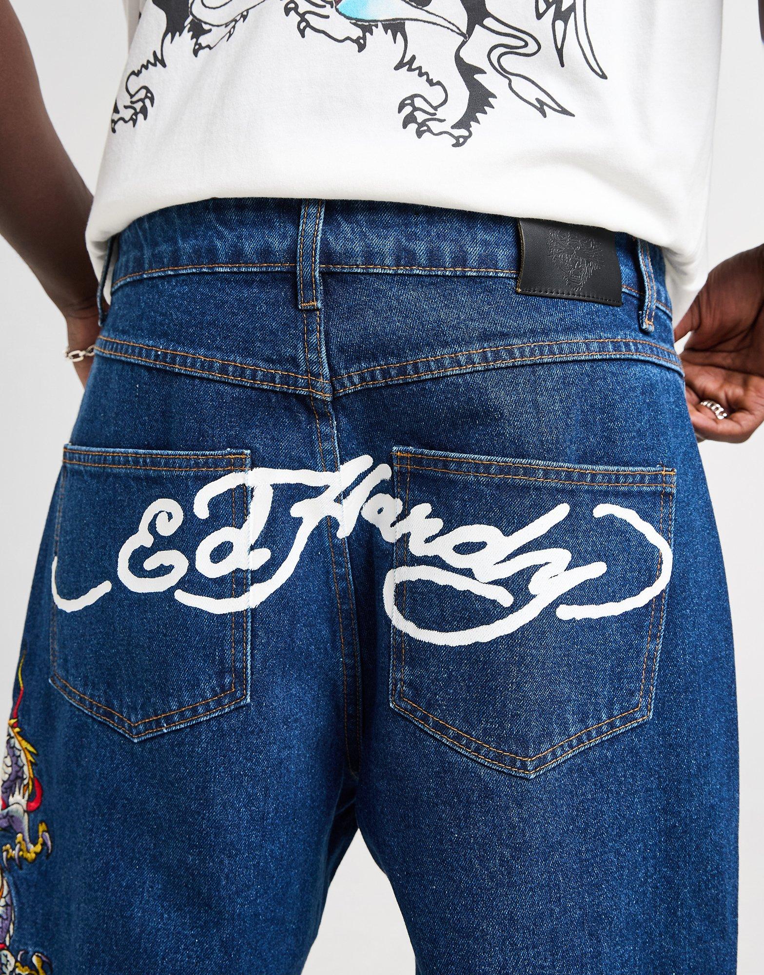 Blue Ed Hardy Dragon Baggy Jeans - JD Sports Global