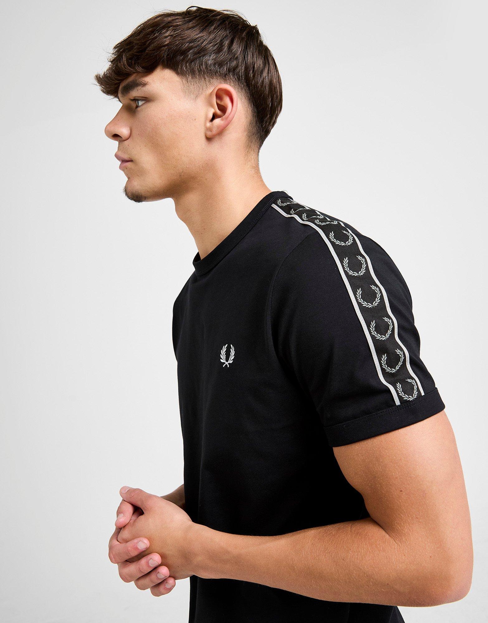 ★FRED PERRY★ Sport Tape Ringer T-Shirt Black AFPM251462010 Black Fred Perry Tape Ringer T-Shirt - JD Sports Global