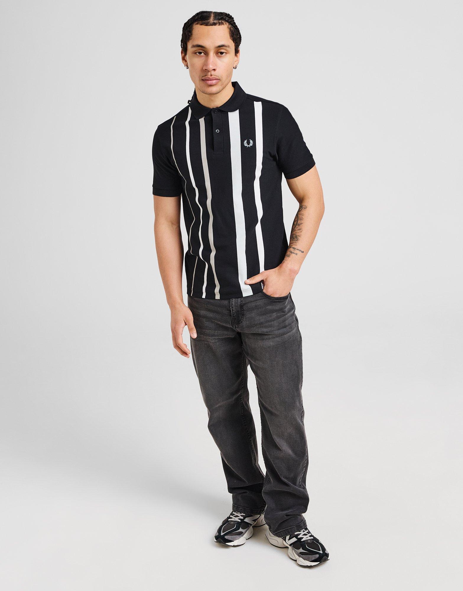 Black Fred Perry Vertical Stripe Polo Shirt JD Sports NZ