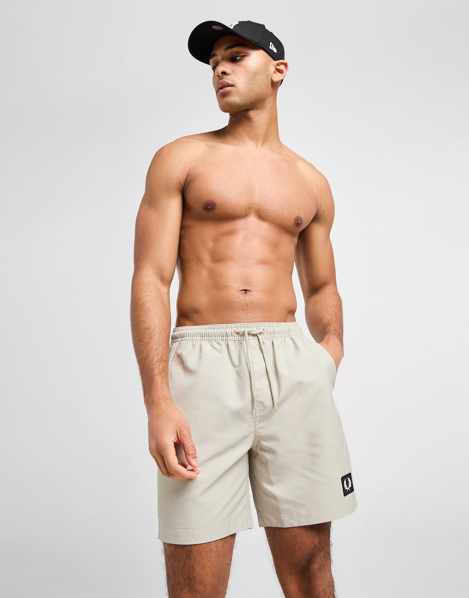 Brown Fred Perry Badge Swim Shorts - JD Sports
