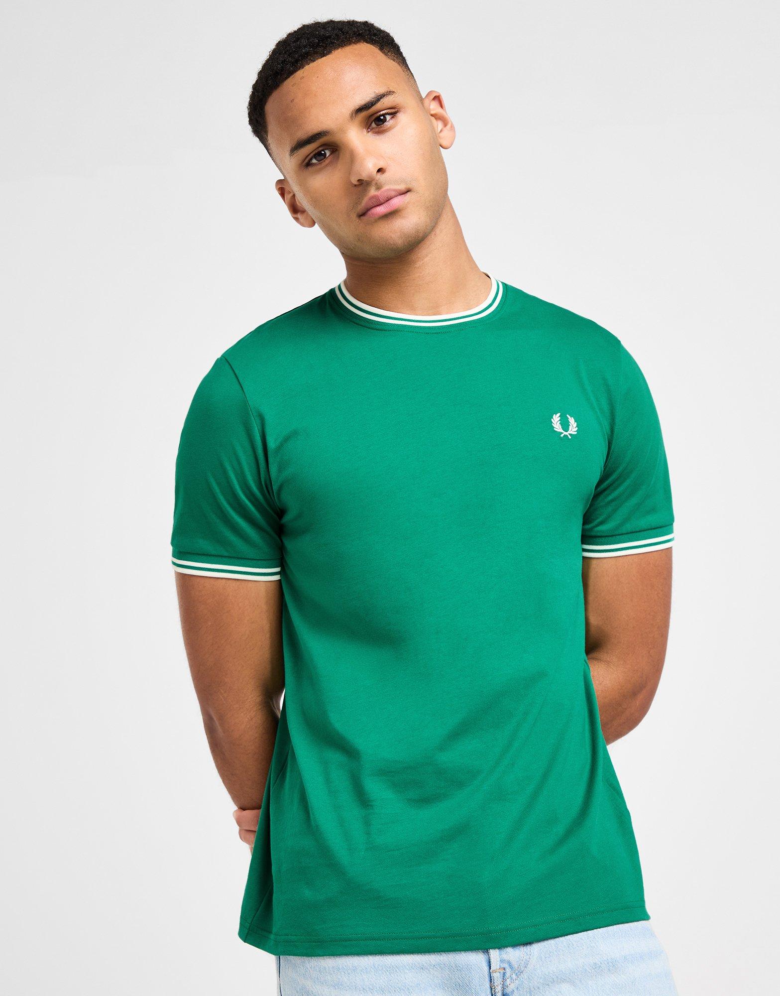■FRED PERRY■ Sport Crewneck T-Shirt Coat Green AFPM2511600 Crew Neck T-Shirt - Court Green | Men's T-Shirts | Designer