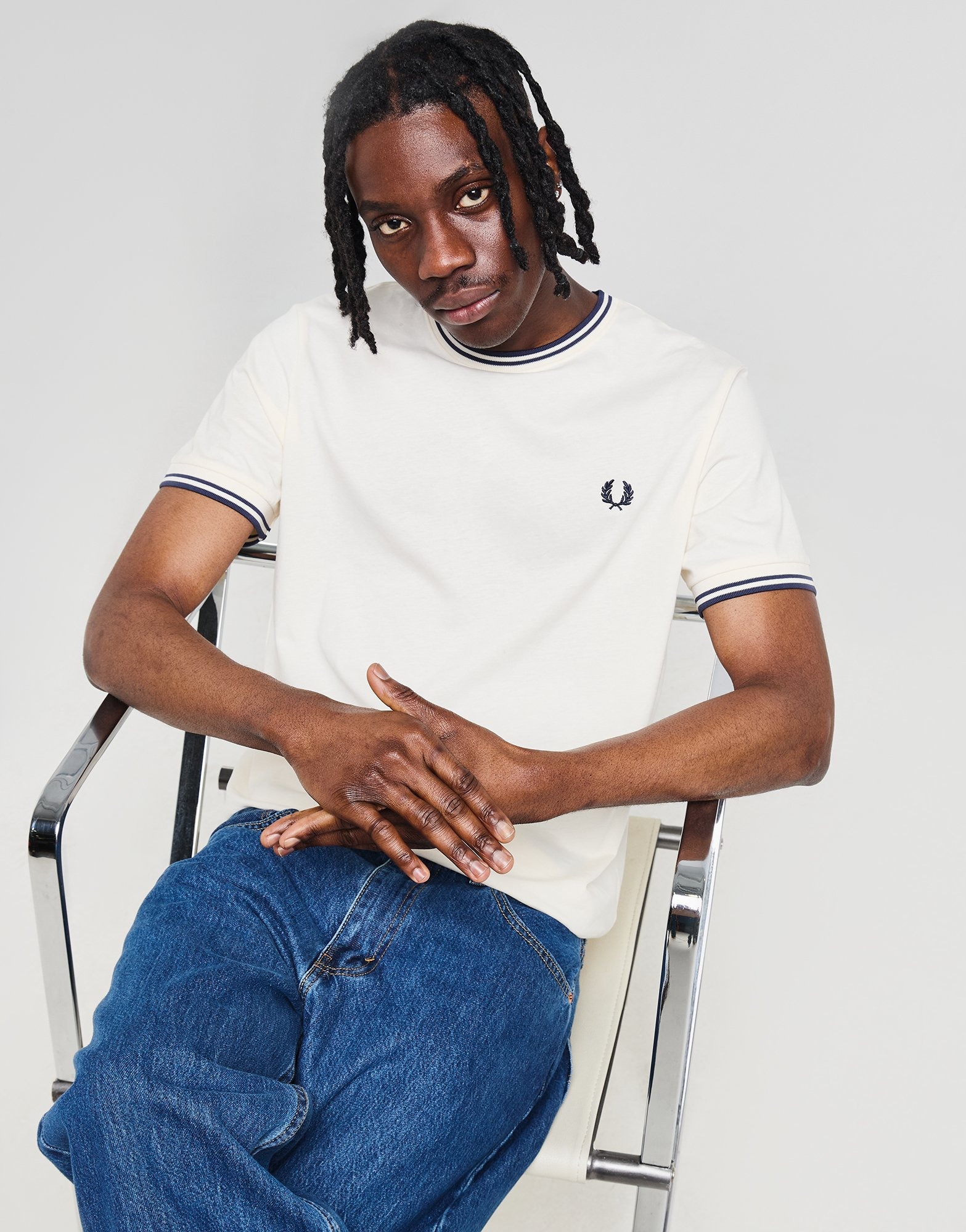 Fred Perry twin tipped t-shirt in white | ASOS
